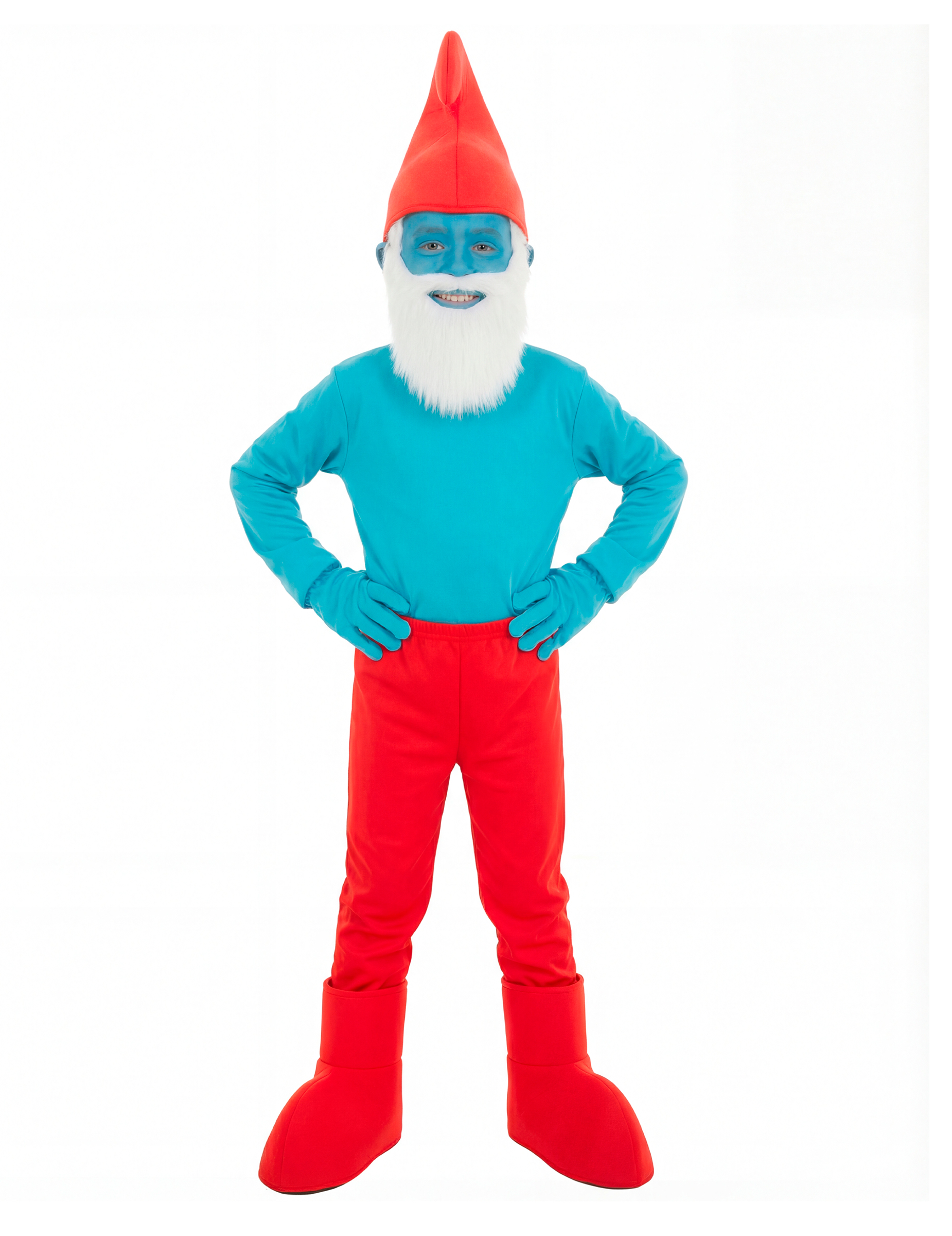 Papa Schlumpf-Kostüm für Kinder Die Schlümpfe blau-rot