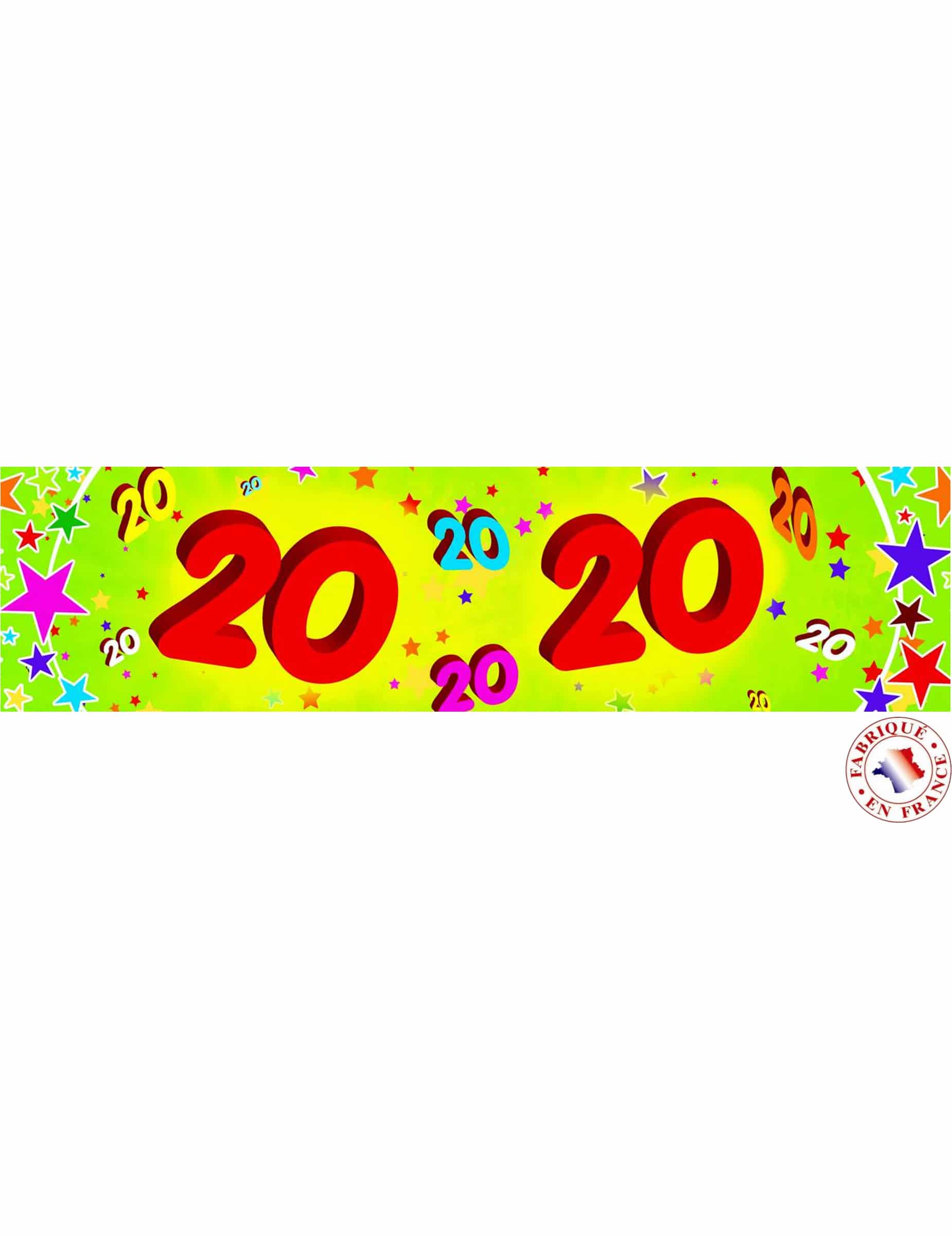 Papier Geburtstagsbanner -20 Jahre bunt 2