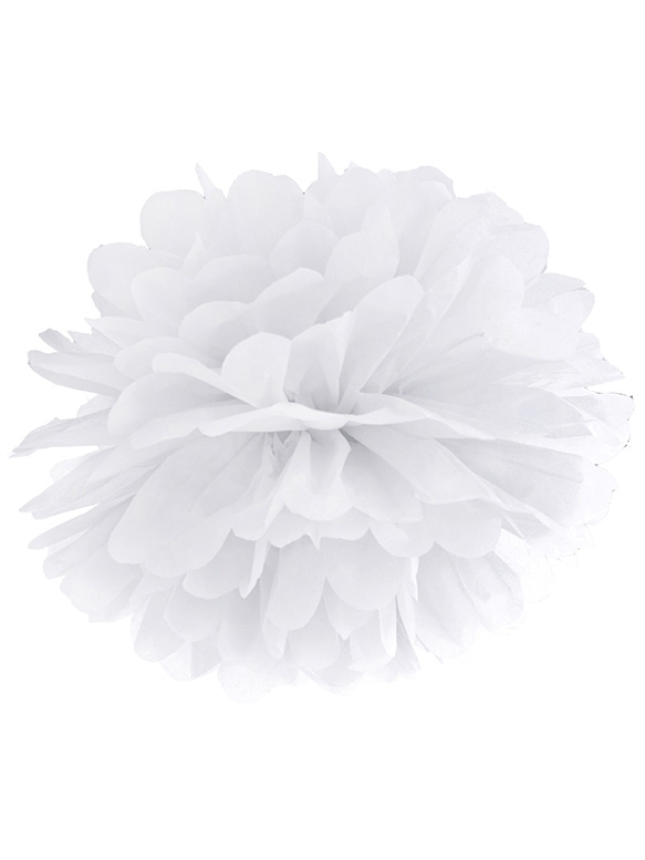 Papier Pompon Weiß Hängend 35 cm