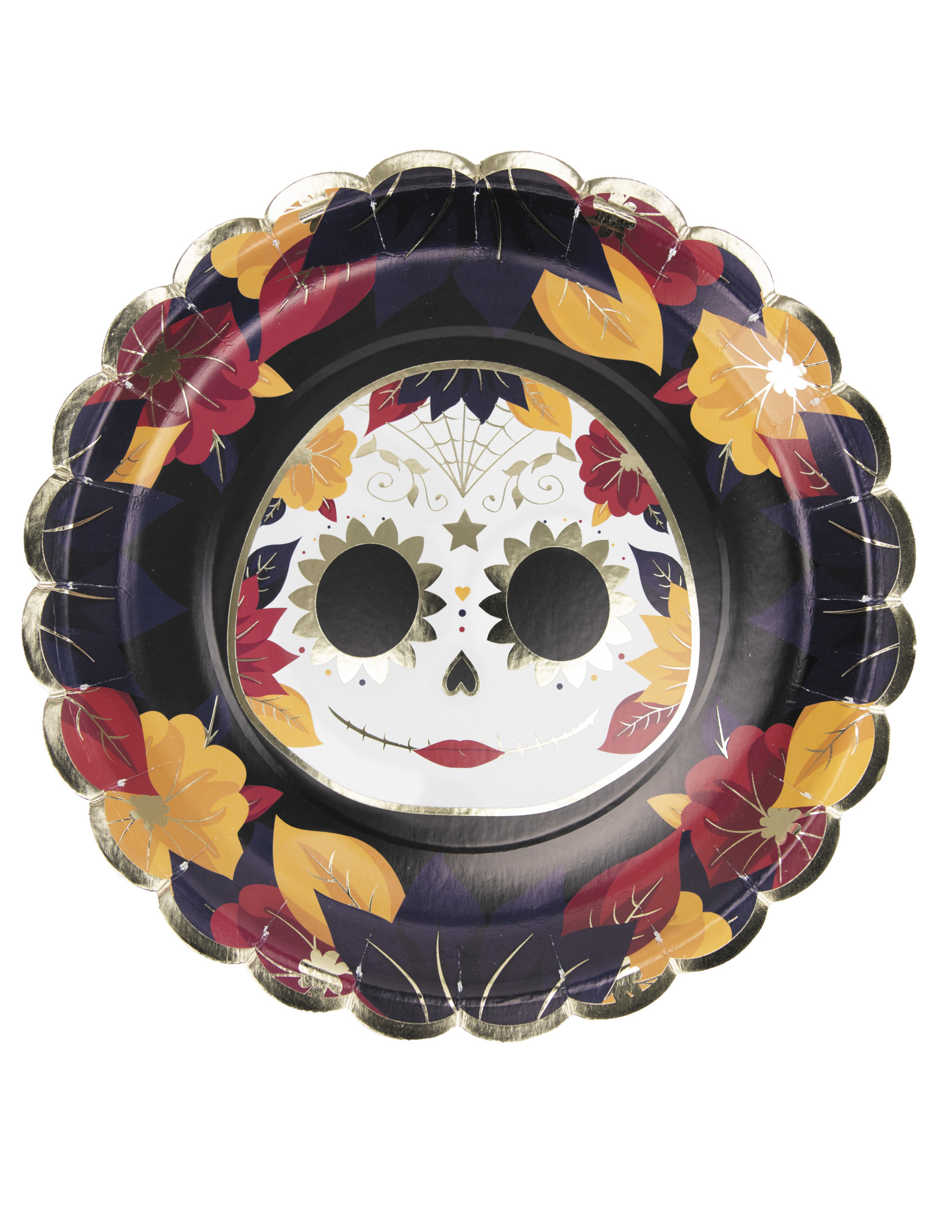Pappteller Dia de los Muertos Einweggeschirr Partyzubehör 8 Stück bunt 23 cm