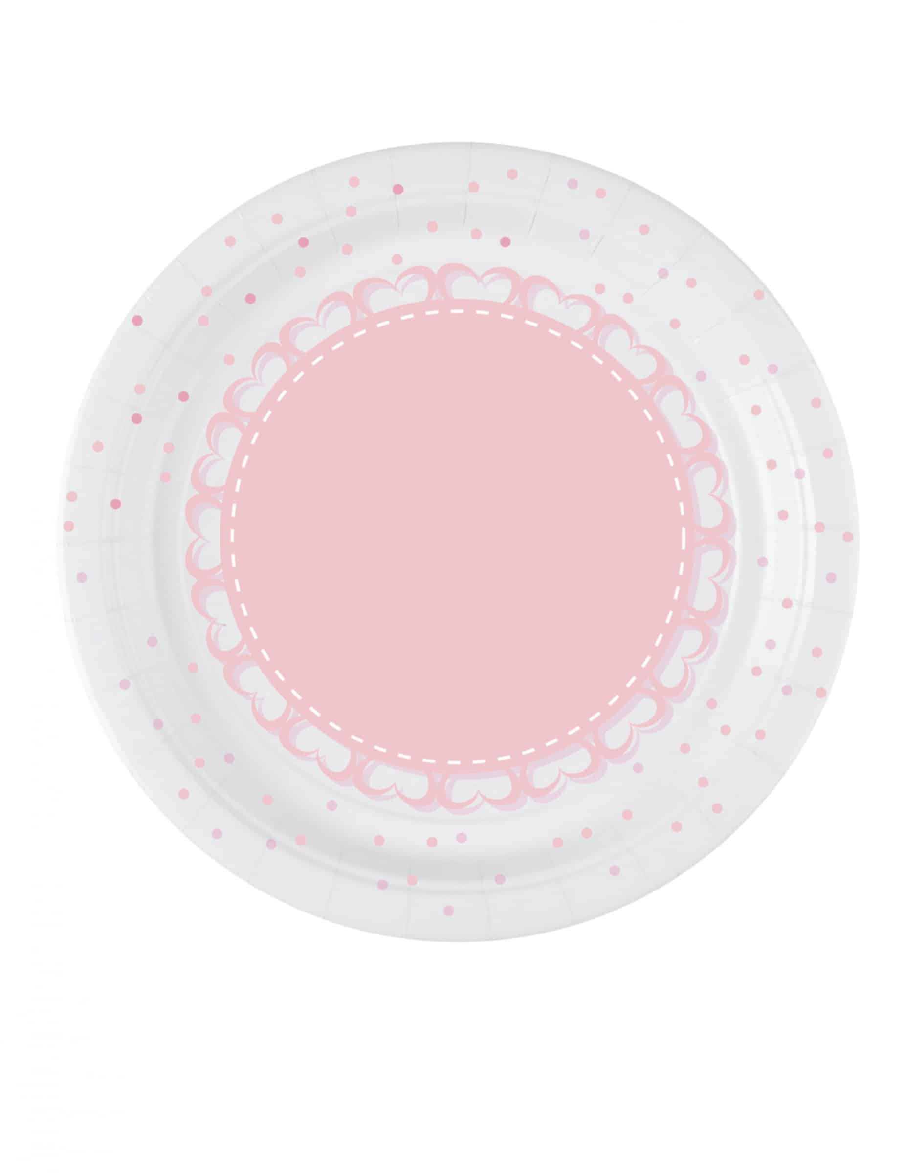 Pappteller Einweggeschirr Babyparty 8 Stück 18 cm Durchmesser rosa