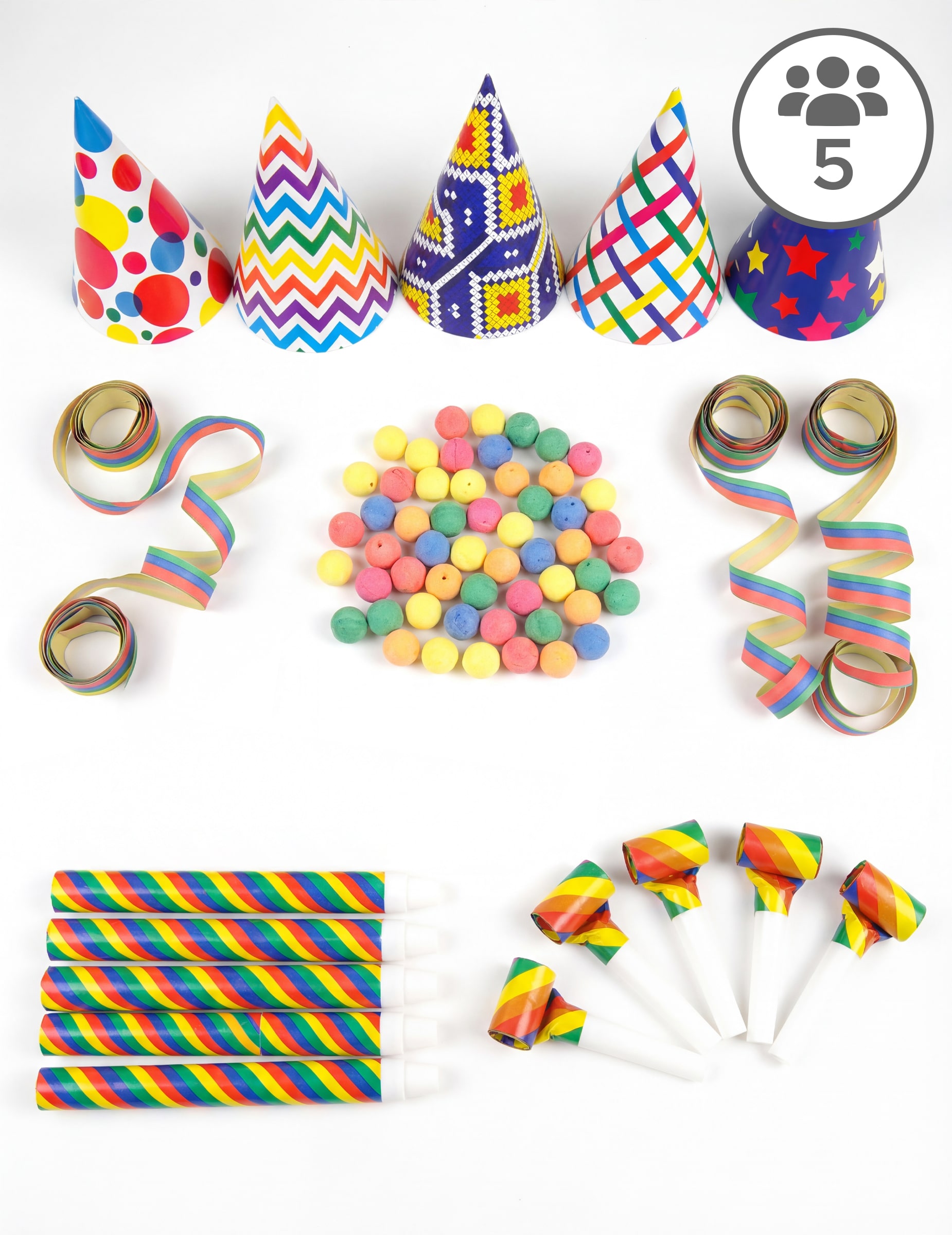 Party-Set Silvester 5 Personen Kit Konfetti bunt