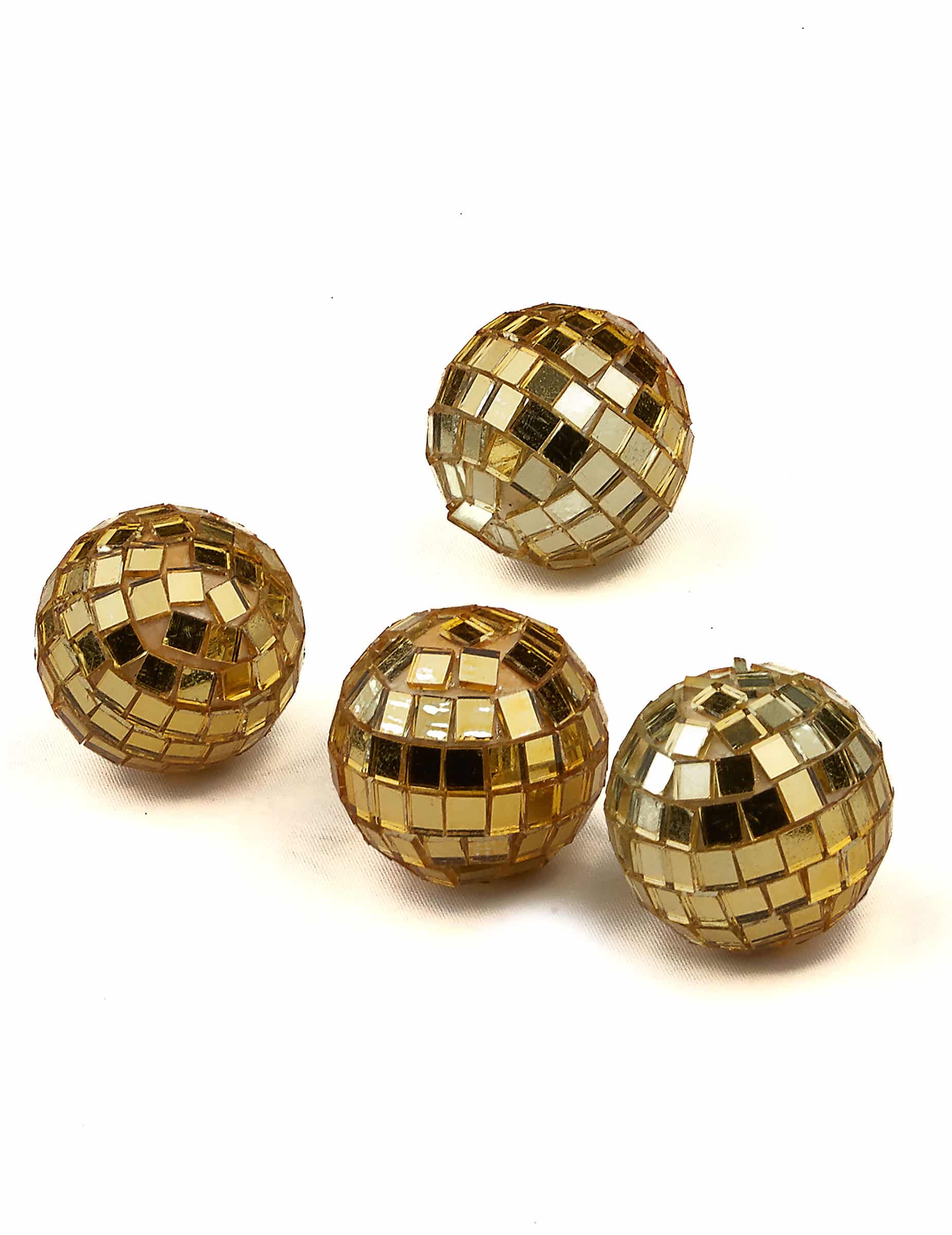Party Zubehör Mini Discokkugeln 4 Stück gold 3