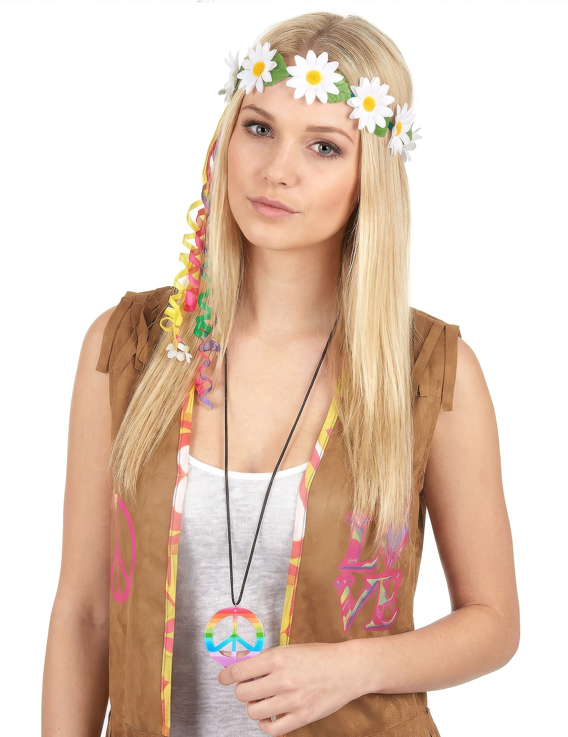 Peace-Halskette Hippie bunt