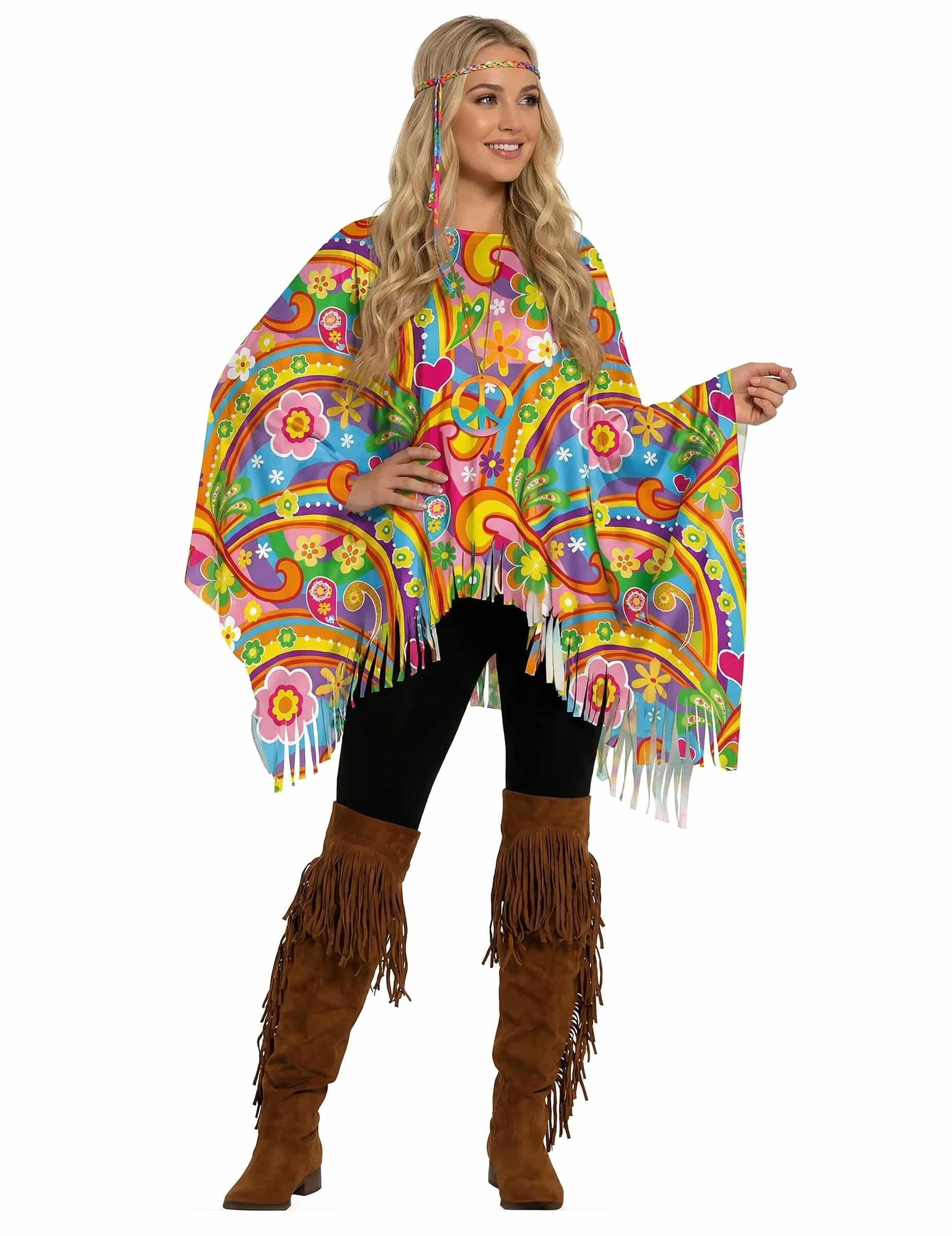 Peace and Love Poncho für Erwachsene