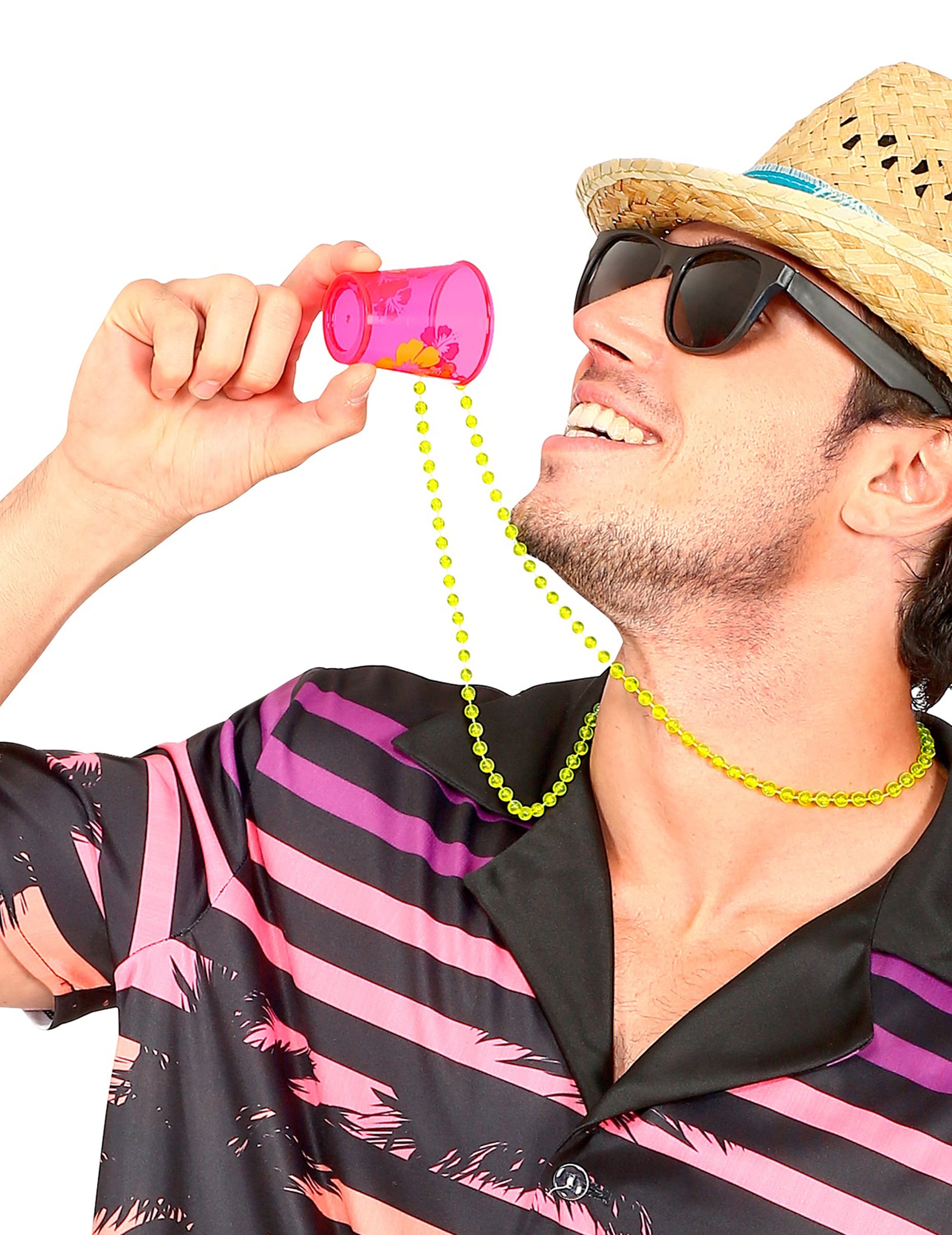 Perlenkette mit Schnapsglas Pink für Erwachsene
