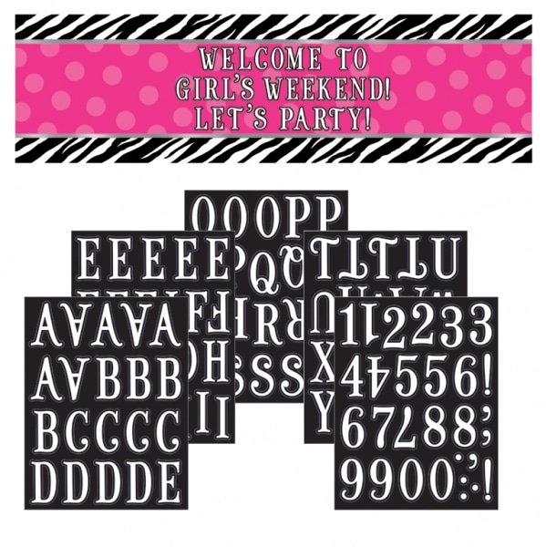Personalisierbares Banner im Pink-Zebra-Look mit Buchstaben