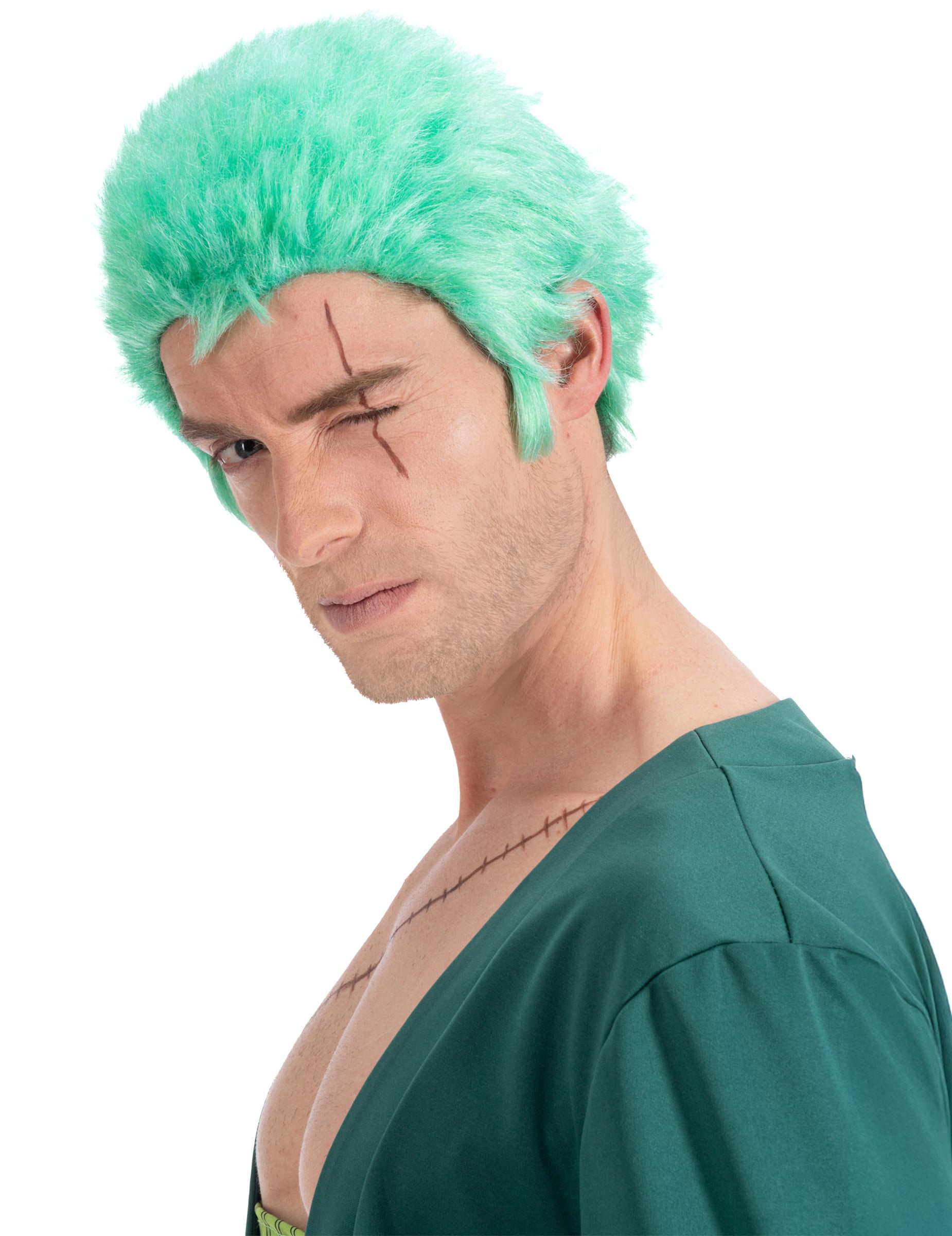 Perücke Zoro One Piece für Erwachsene grün