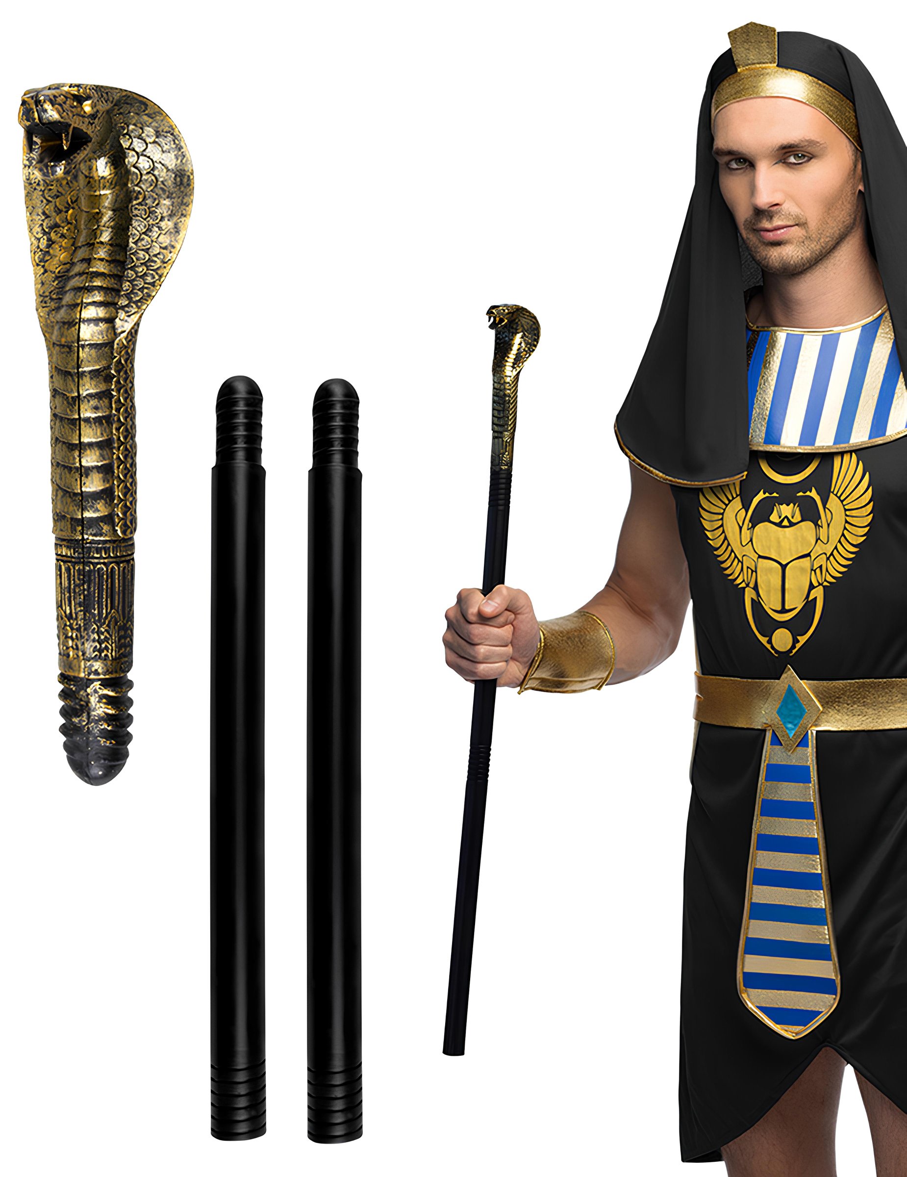 Pharao Zepter Ägyptischer Herrscher schwarz-gold 82 cm