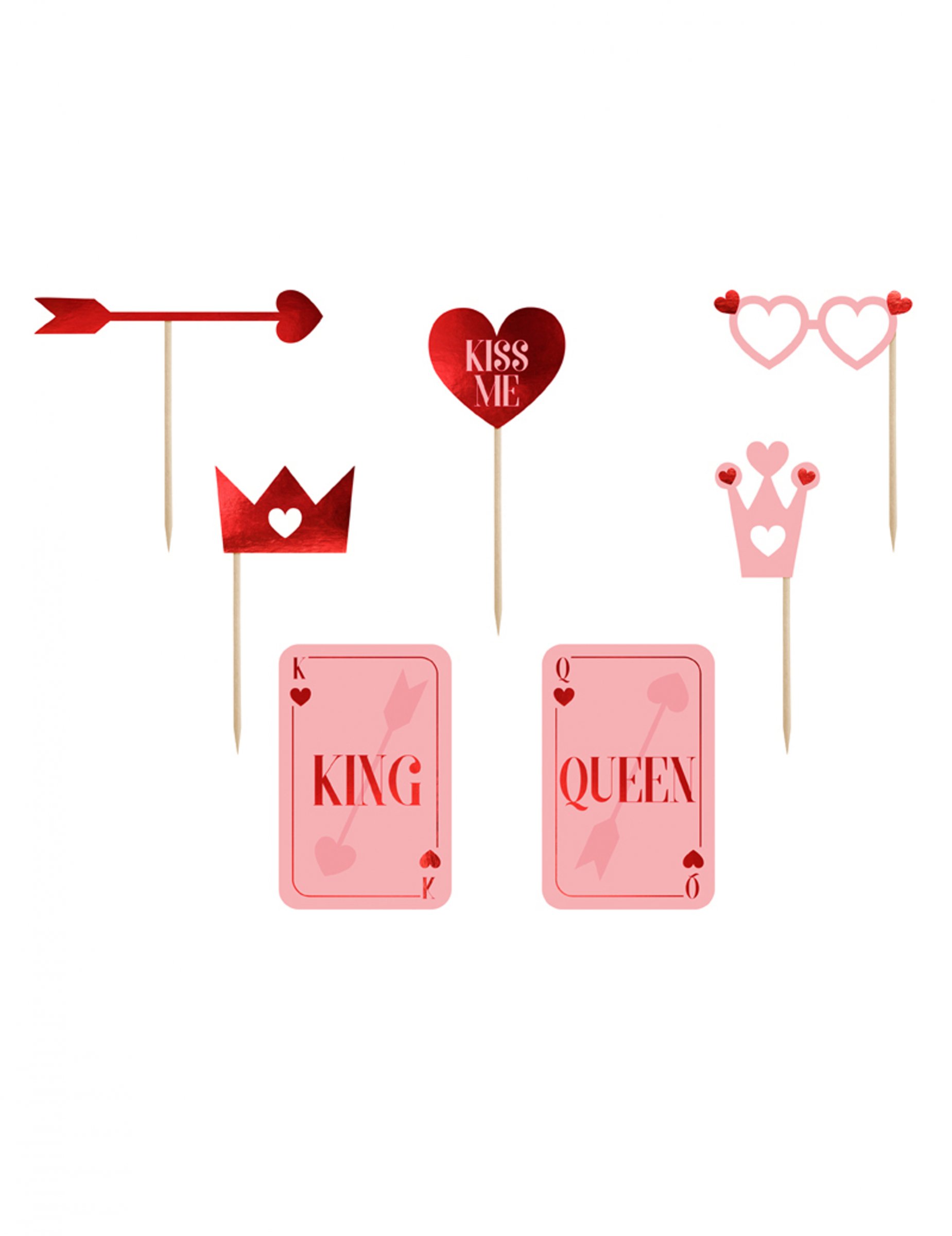 Photobooth-Accessoires Liebe Valentinstag Hochzeit 7-teilig rot-rosa