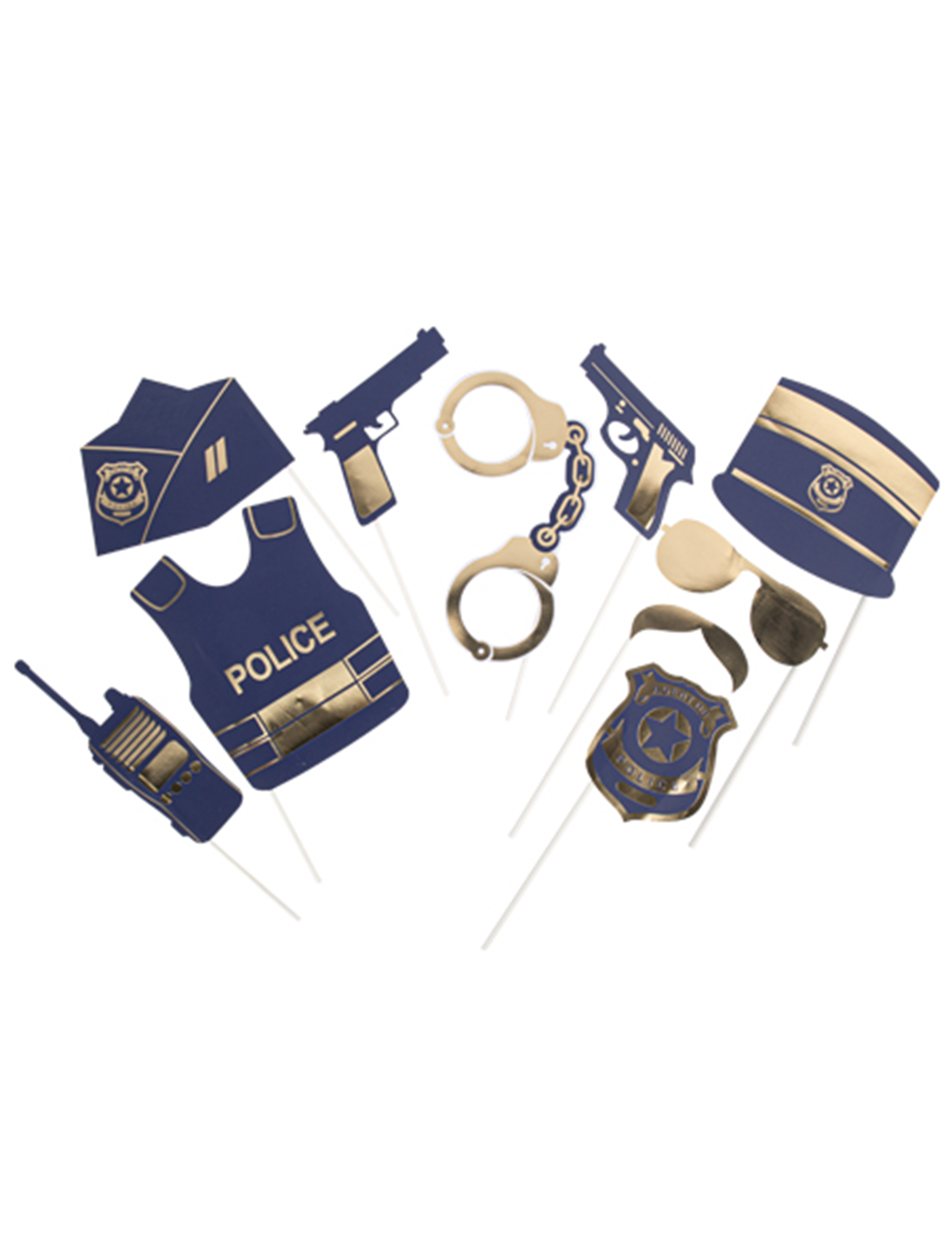 Photobooth Set Polizei Kit marine und gold 10-teilig