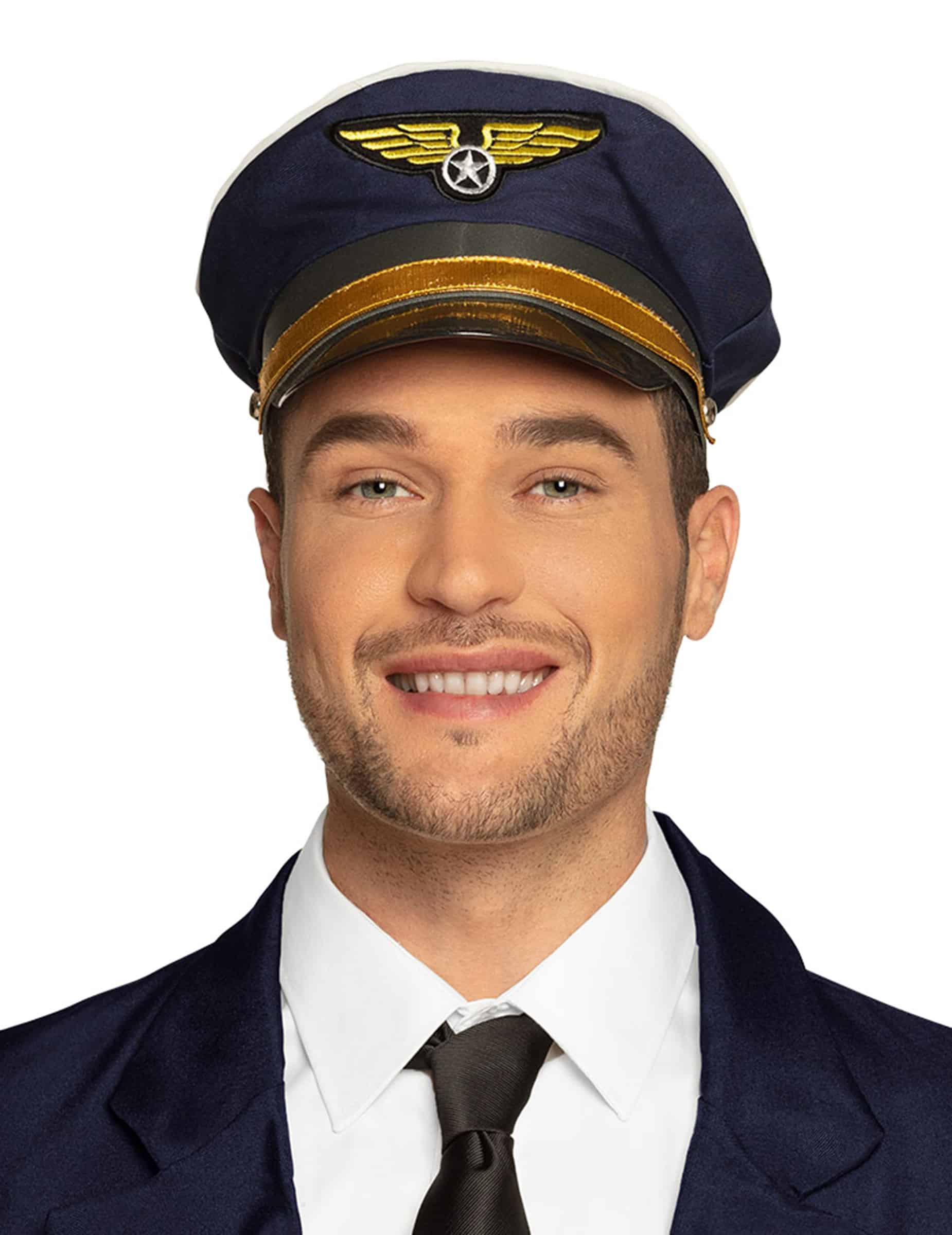Piloten-Mütze Kapitän schwarz-blau-gold