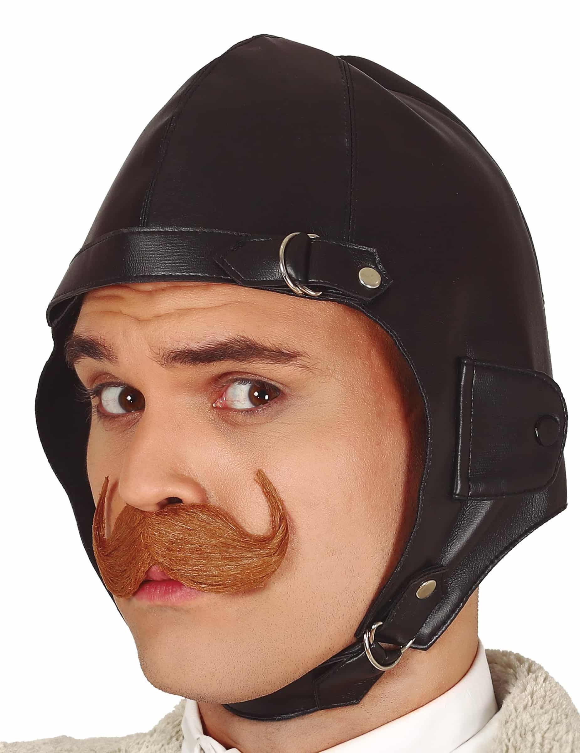 Pilotenmütze Lederoptik schwarz