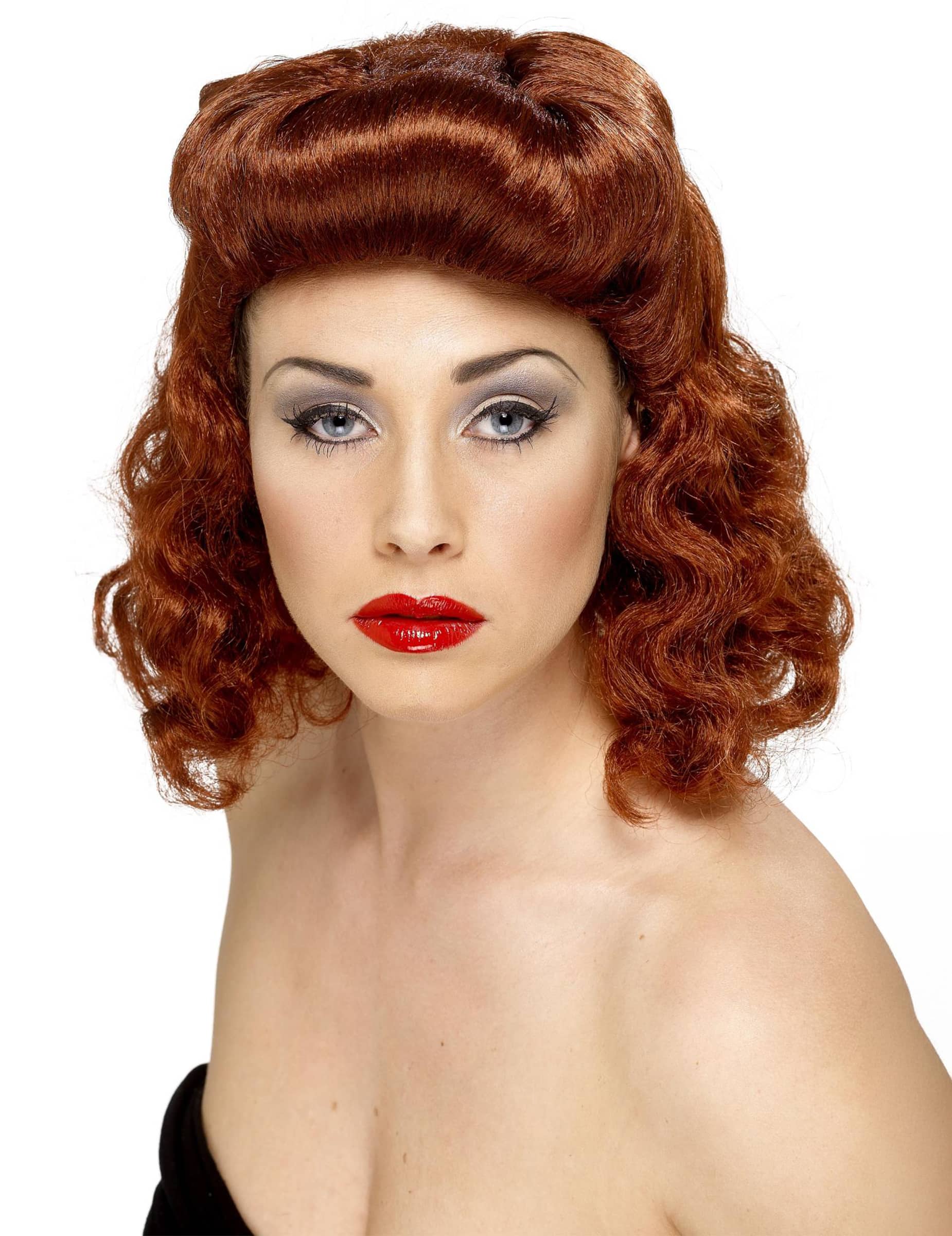 Pin Up Girl Perücke rotbraun