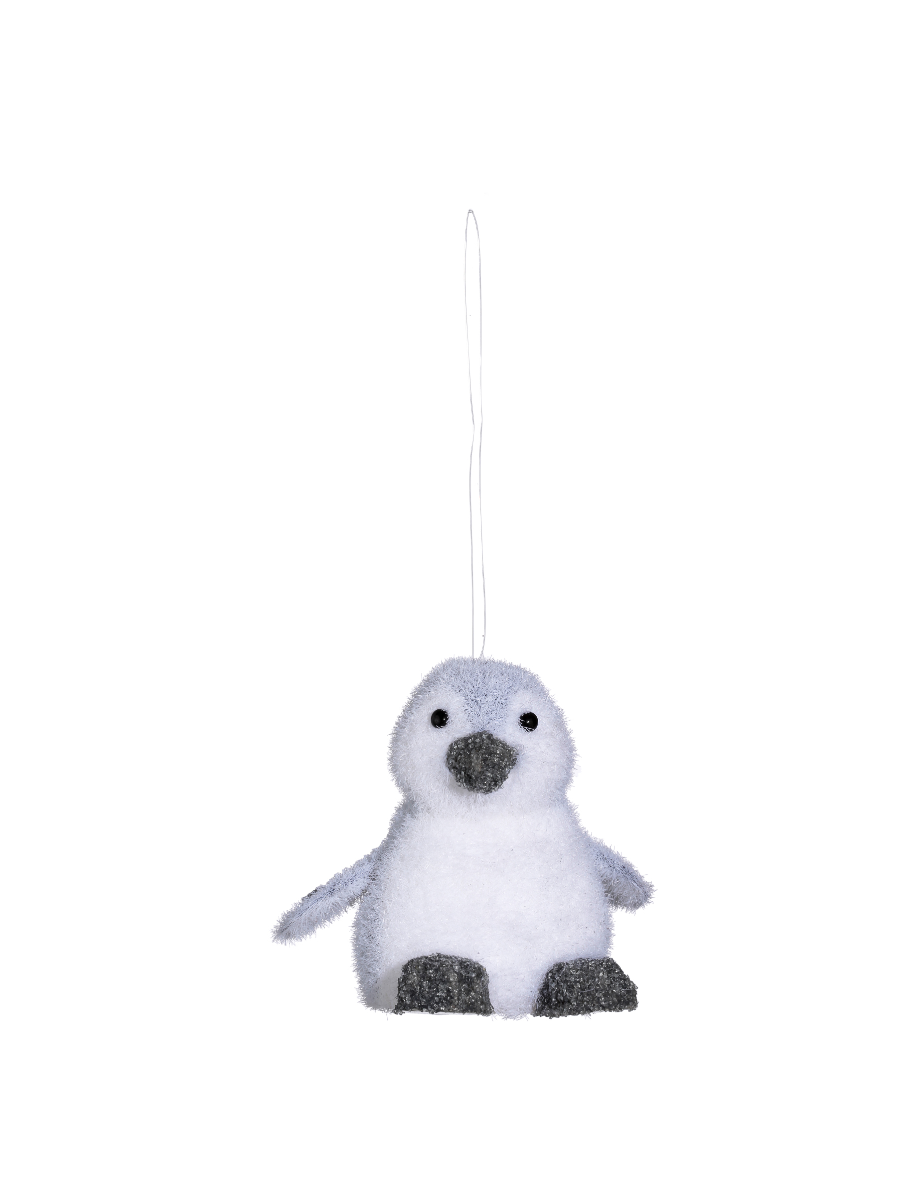 Pinguin Weihnachtsbaum-Anhänger 11 cm mit Silberglitzer