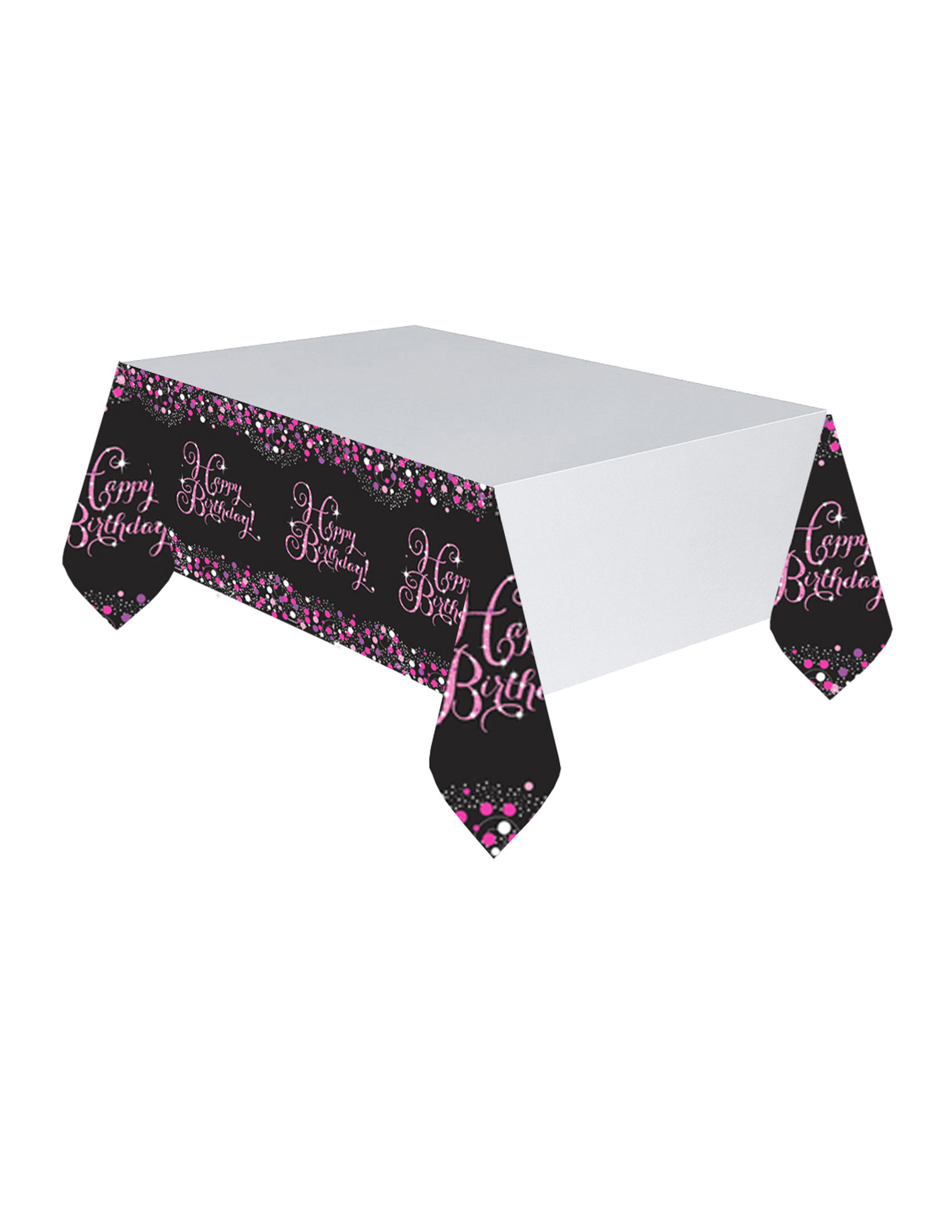 Pinke Glitzer-Feier Plastiktischdecke 120 x 180 cm Happy Birthday