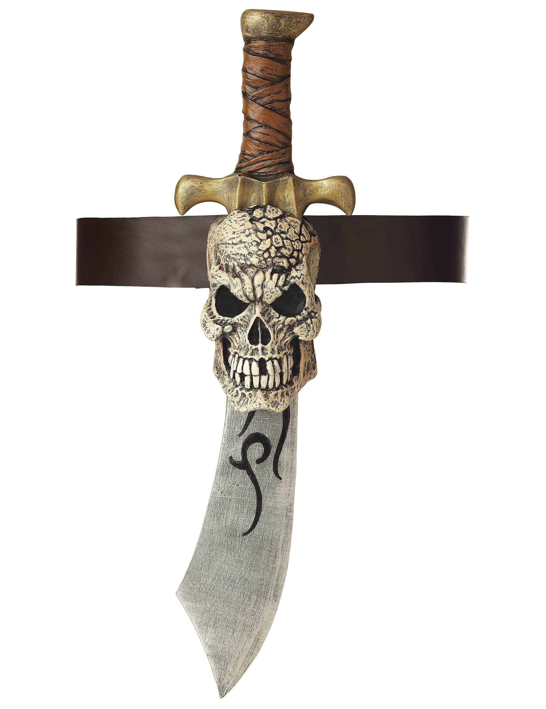 Piraten-Schwert mit Totenkopf-Halterung bunt 53cm
