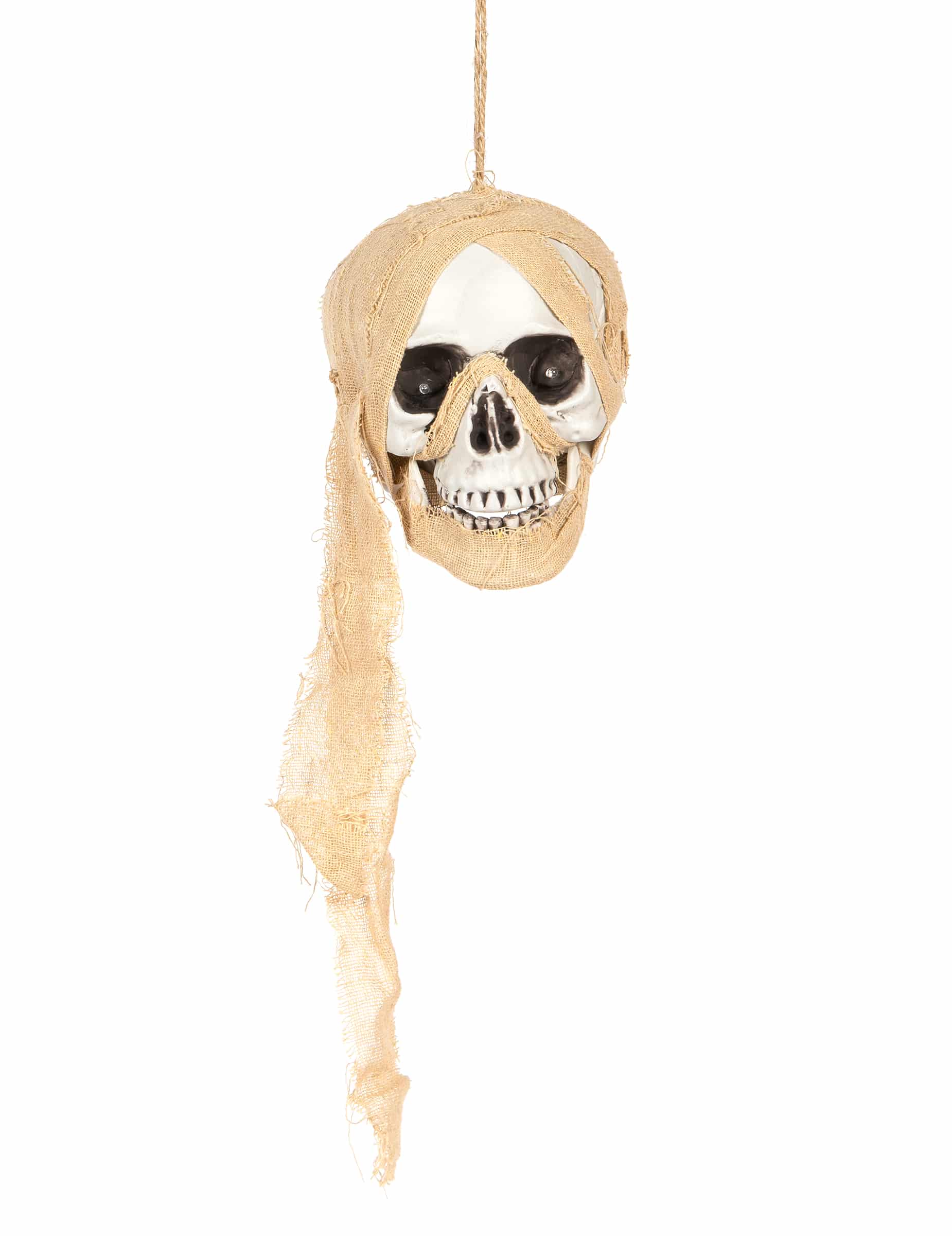 Piraten Totenkopf Hängedeko leuchtend 53 cm beige
