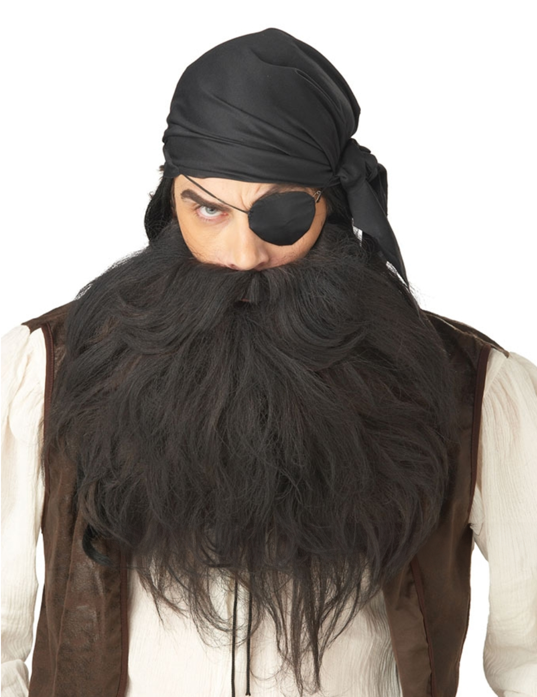 Piraten Vollbart Set schwarz