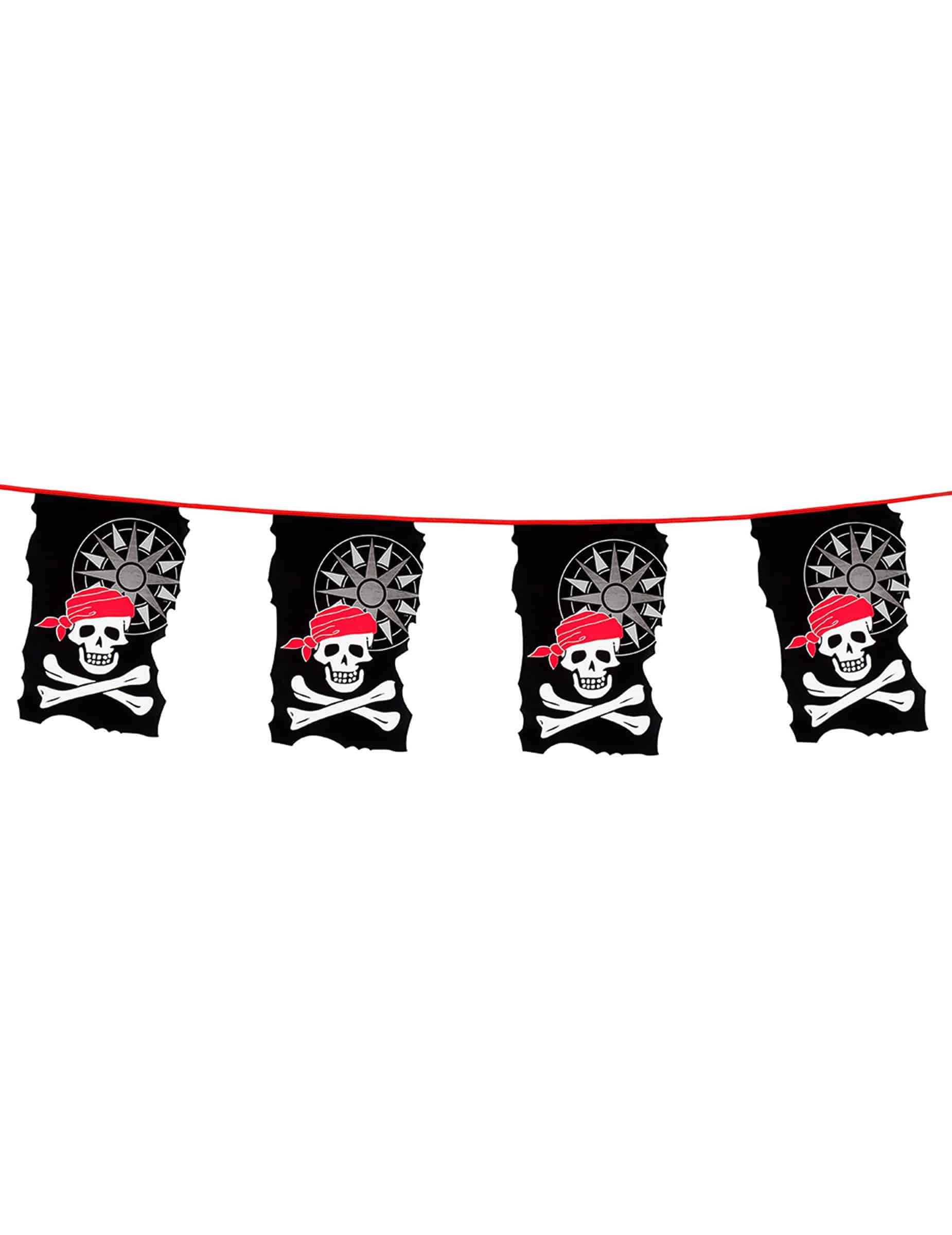 Piraten-Wimpelgirlande Party-Deko schwarz-weiss-rot 10m