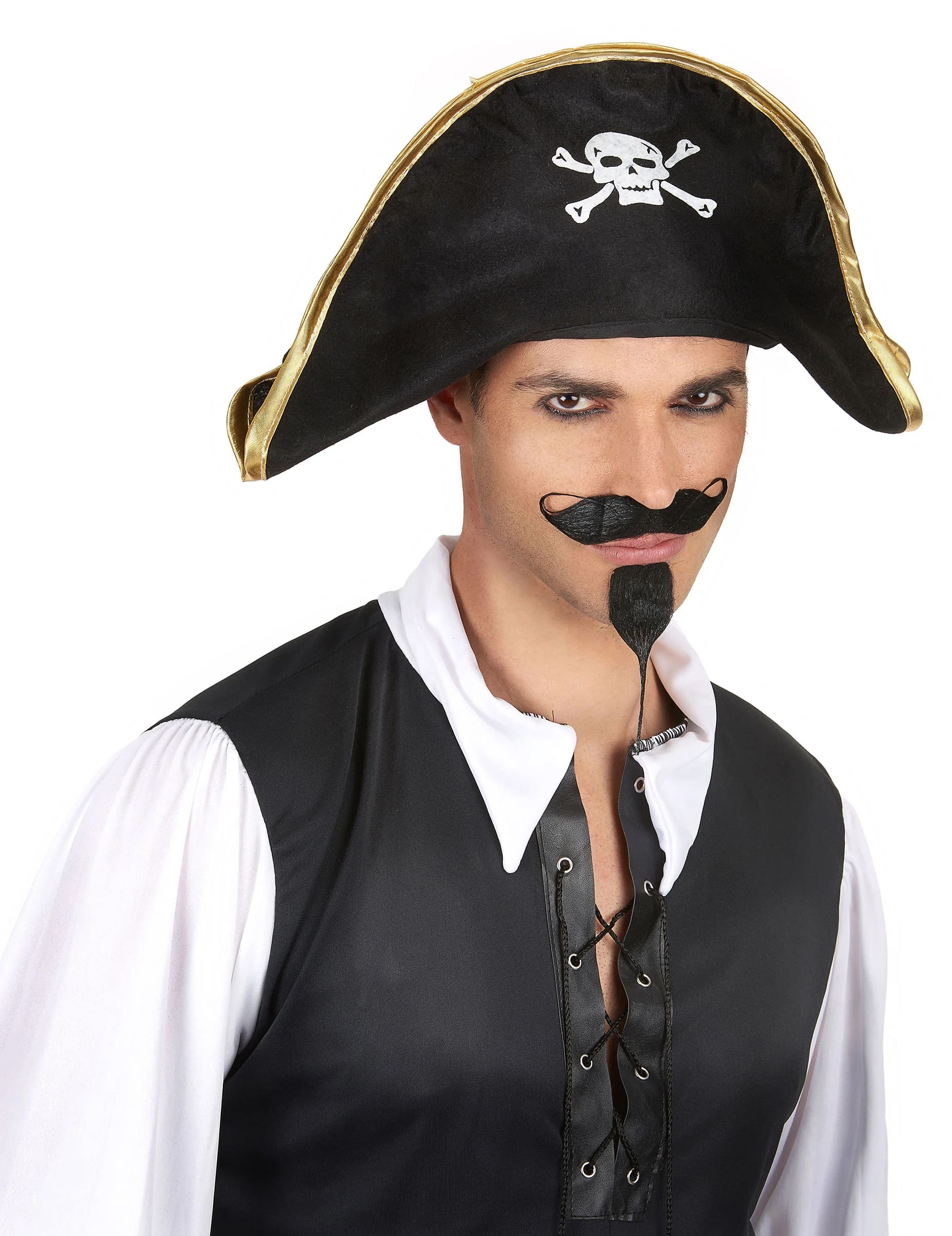 Piratenkapitänshut Seeräuber Kopfbedeckung schwarz