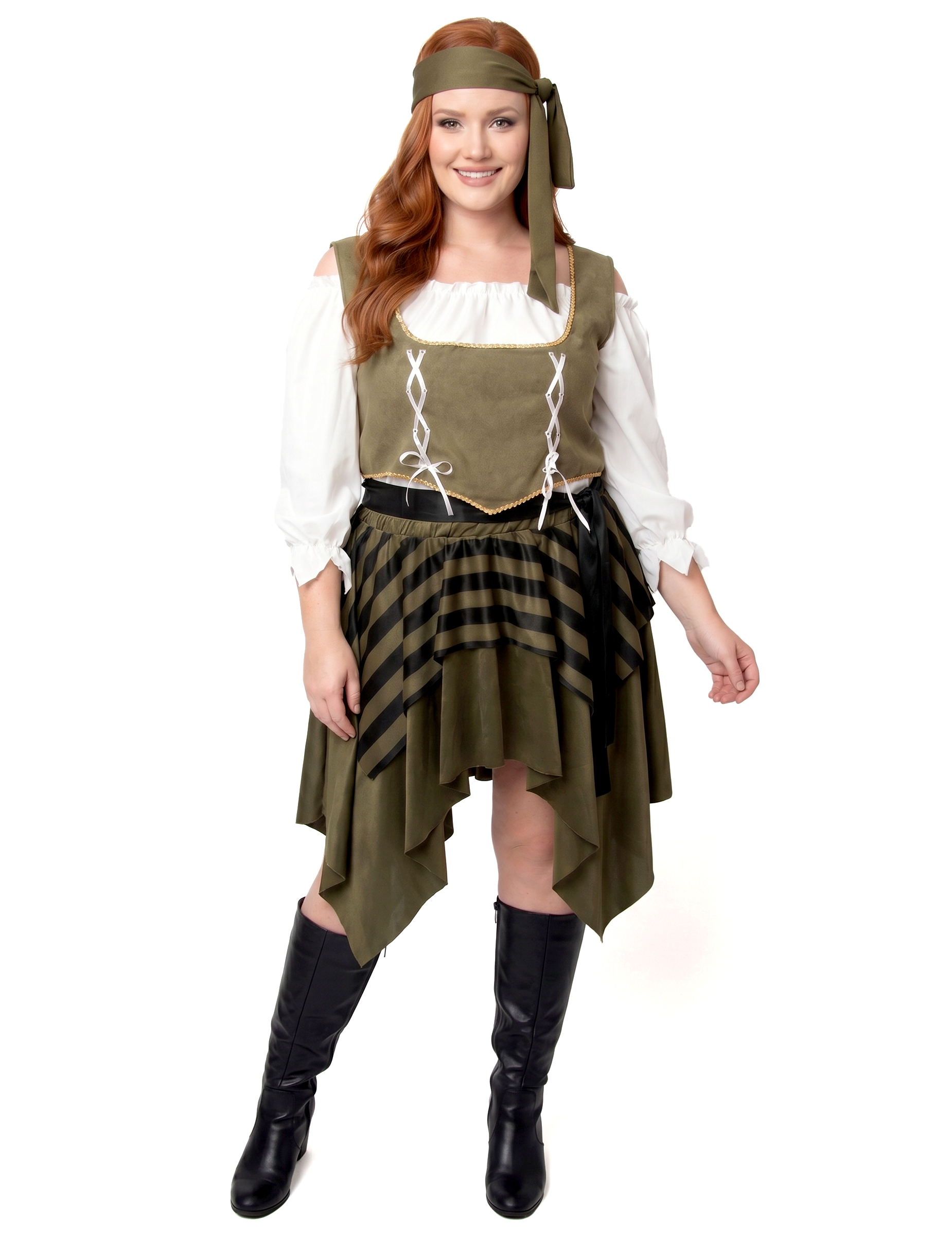Piratenkostüm Plus Size für Damen grün