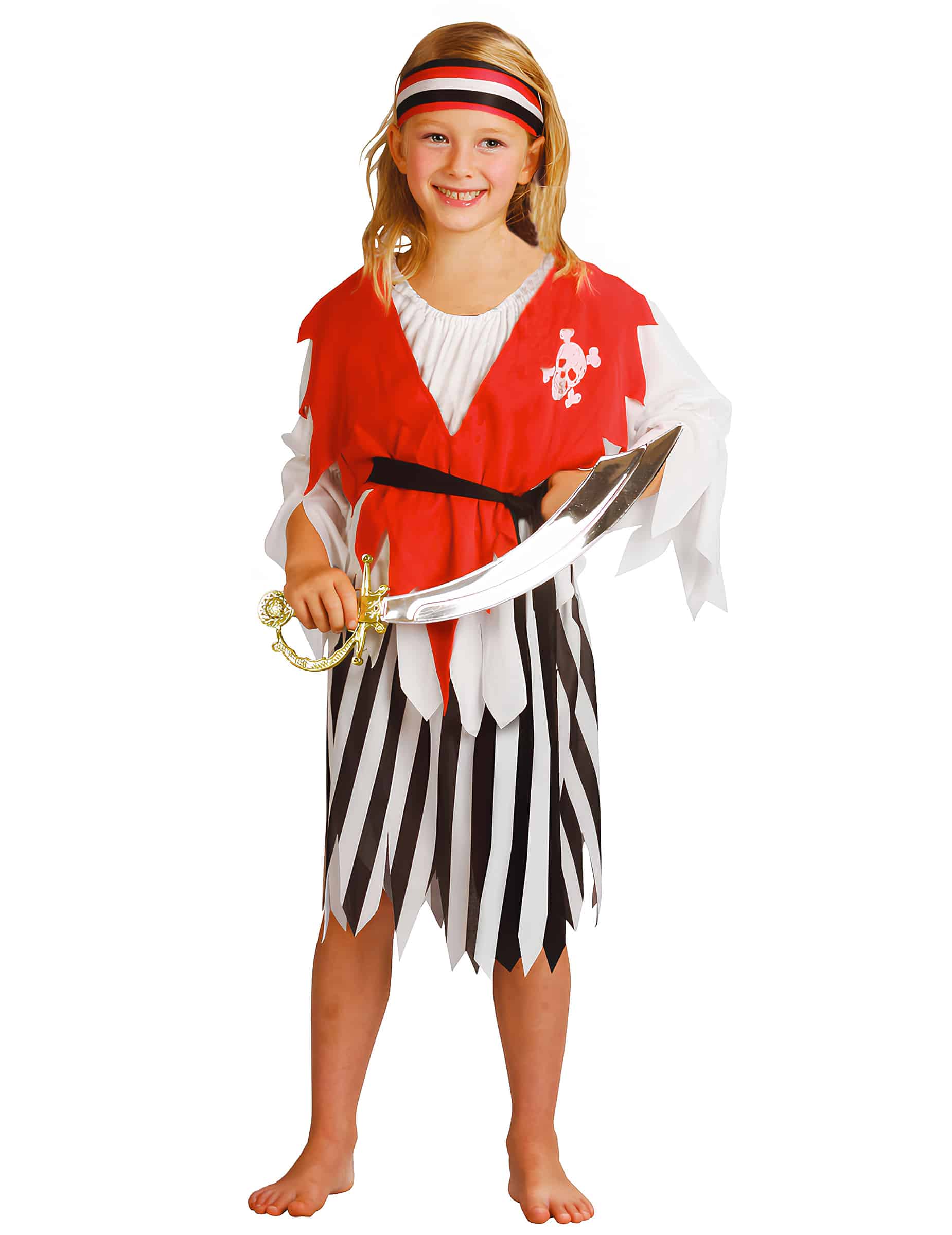 Piratin Kinderkostüm Freibeuterin schwarz-rot-weiss