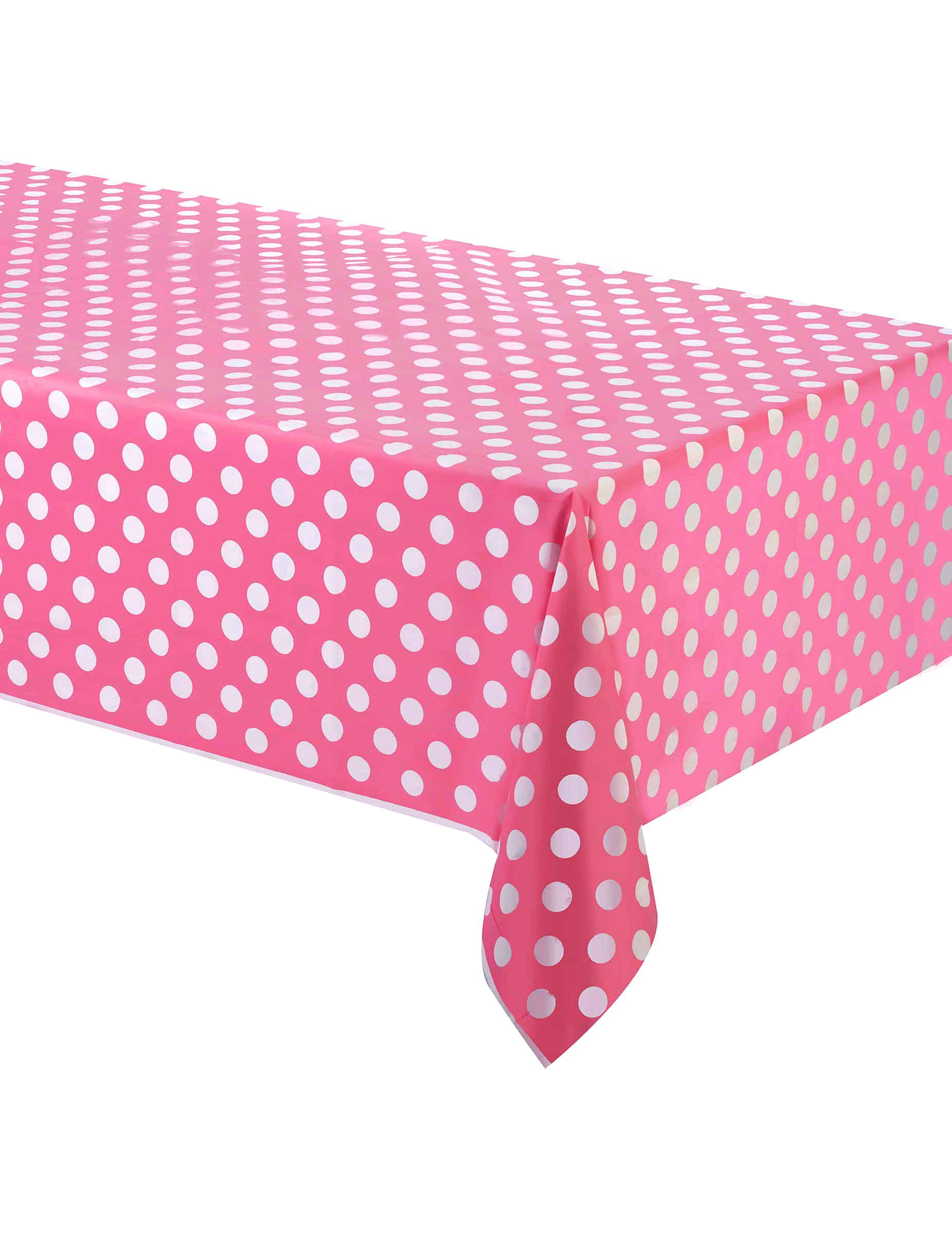 Plastiktischdecke Rosa mit weißen Punkten