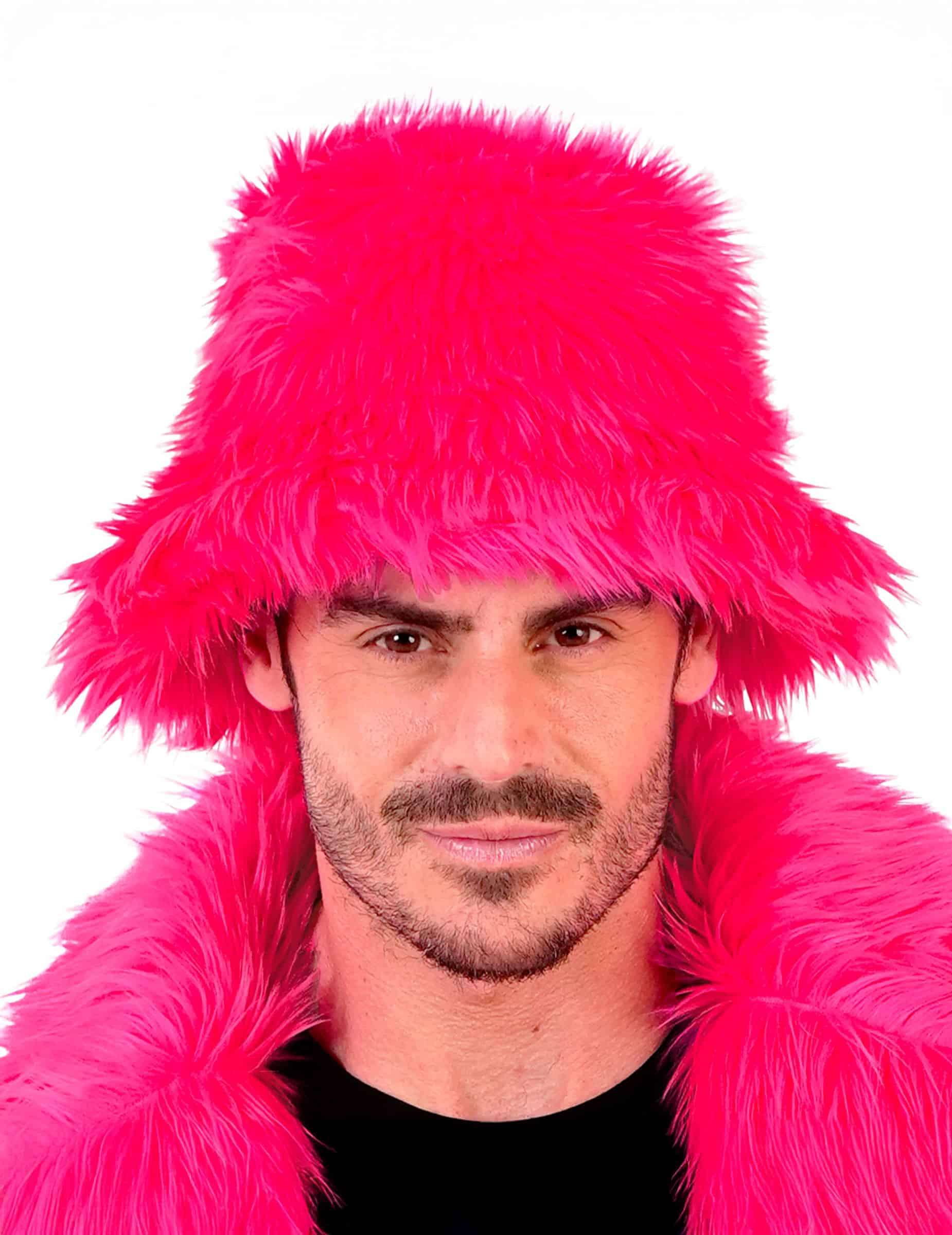 Plüsch Anglerhut Neon Pink für Erwachsene