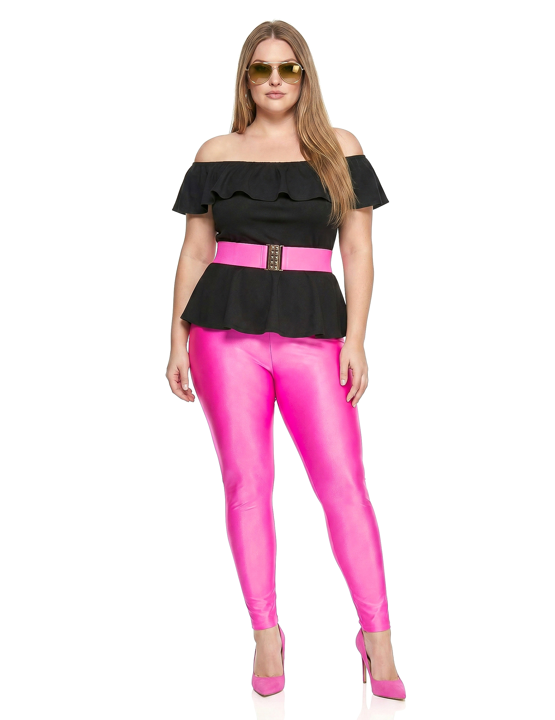 Plus Size 80er Jahre Kostüm für Damen pink