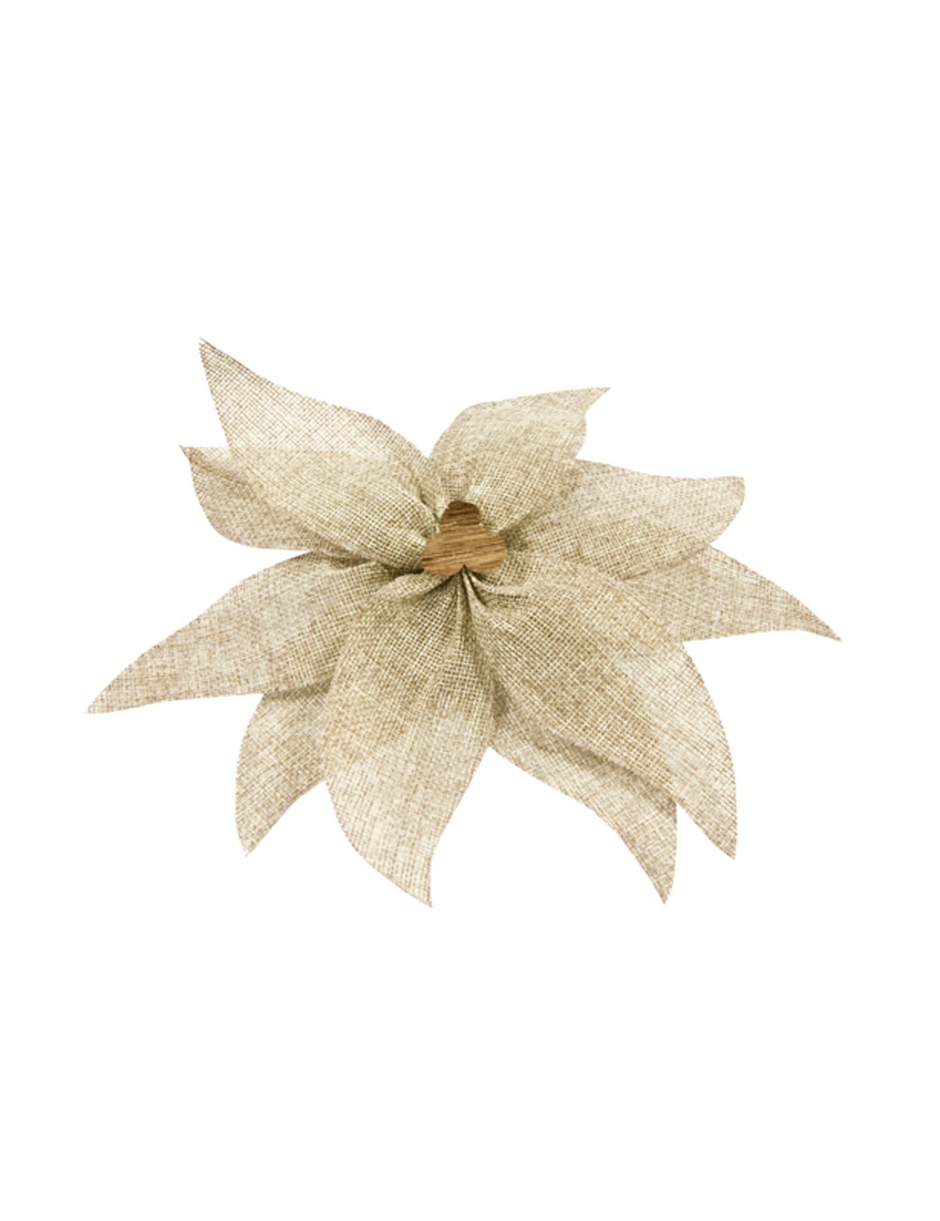Poinsettia-Schleife aus Jute mit Holzperle 20 cm - Tischdeko