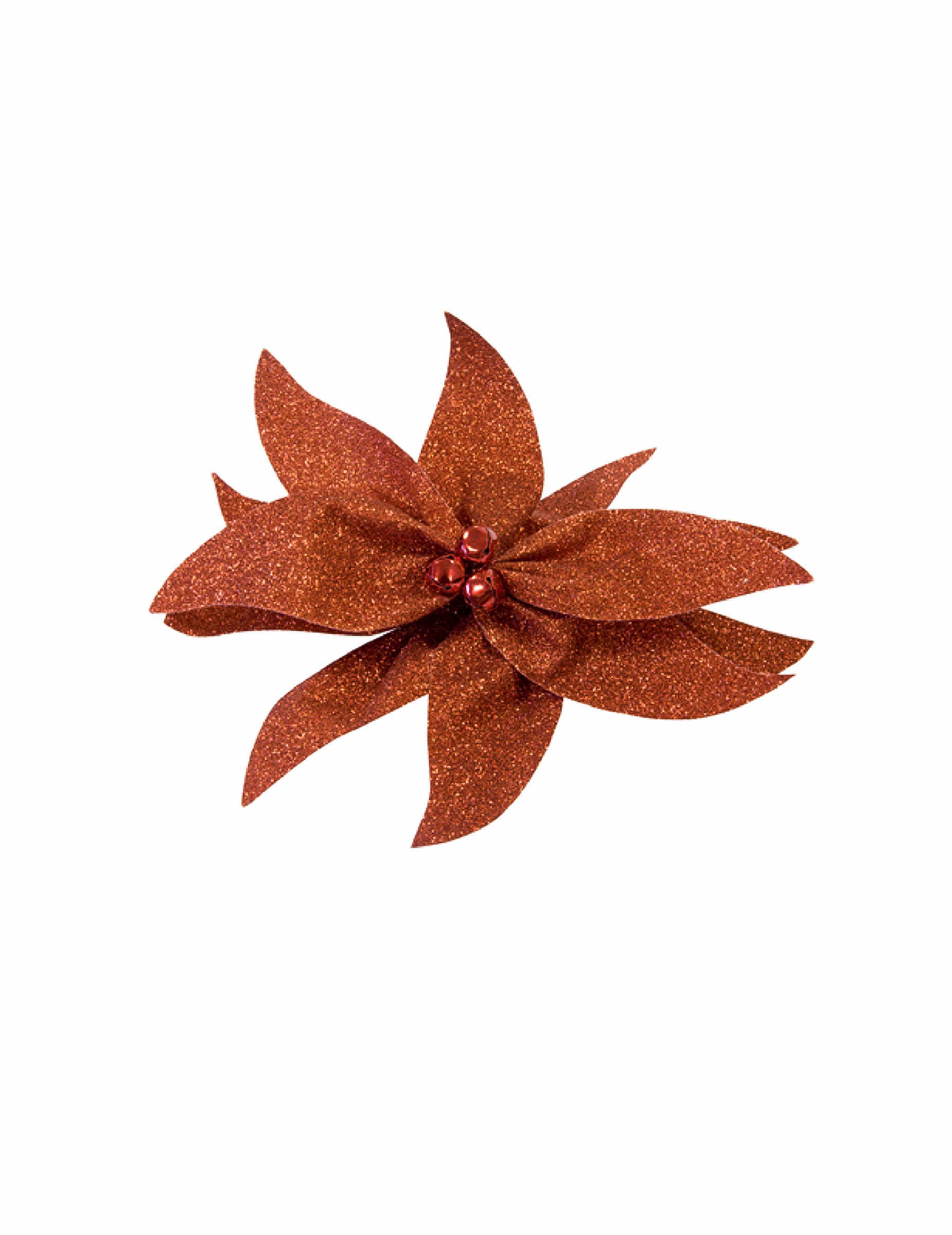 Poinsettia Schleife mit Glöckchen Rot Glitzernd 20 cm Tischdeko