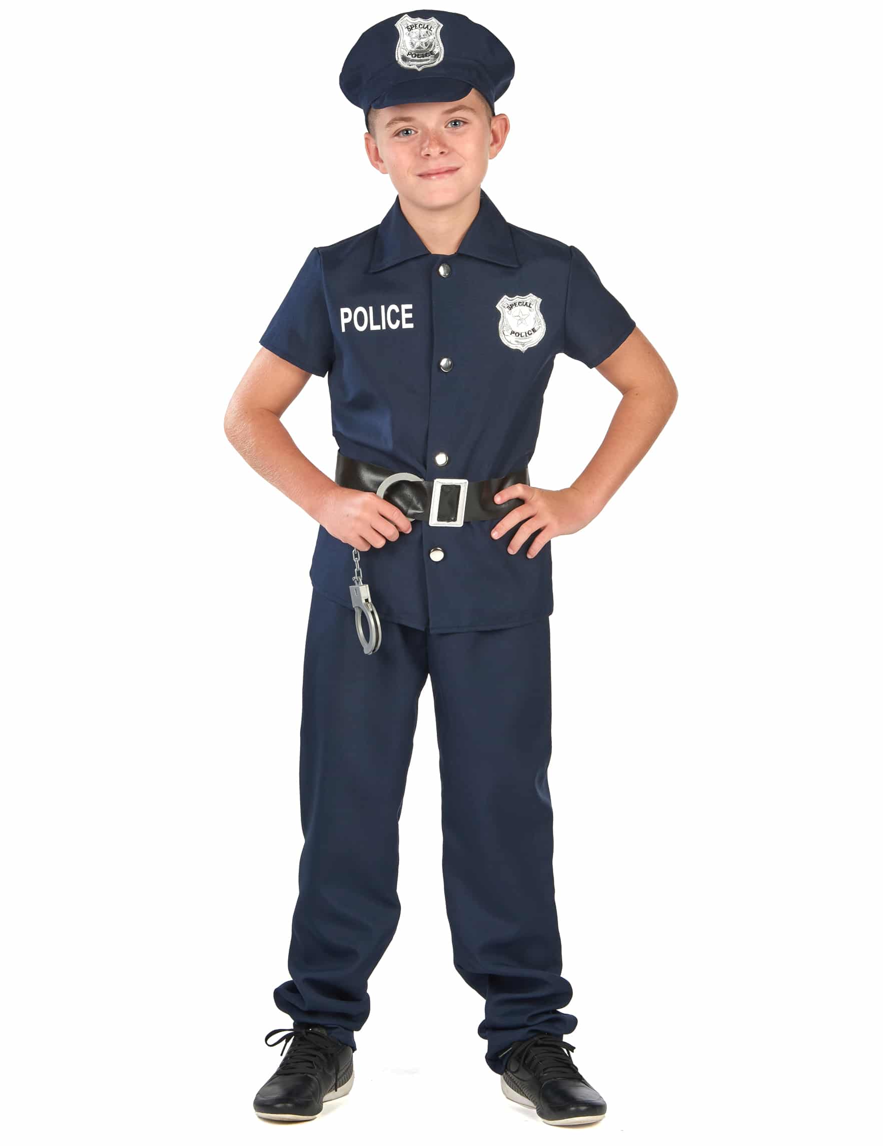Polizei Kostüm für Kinder kurzärmelig dunkelblau