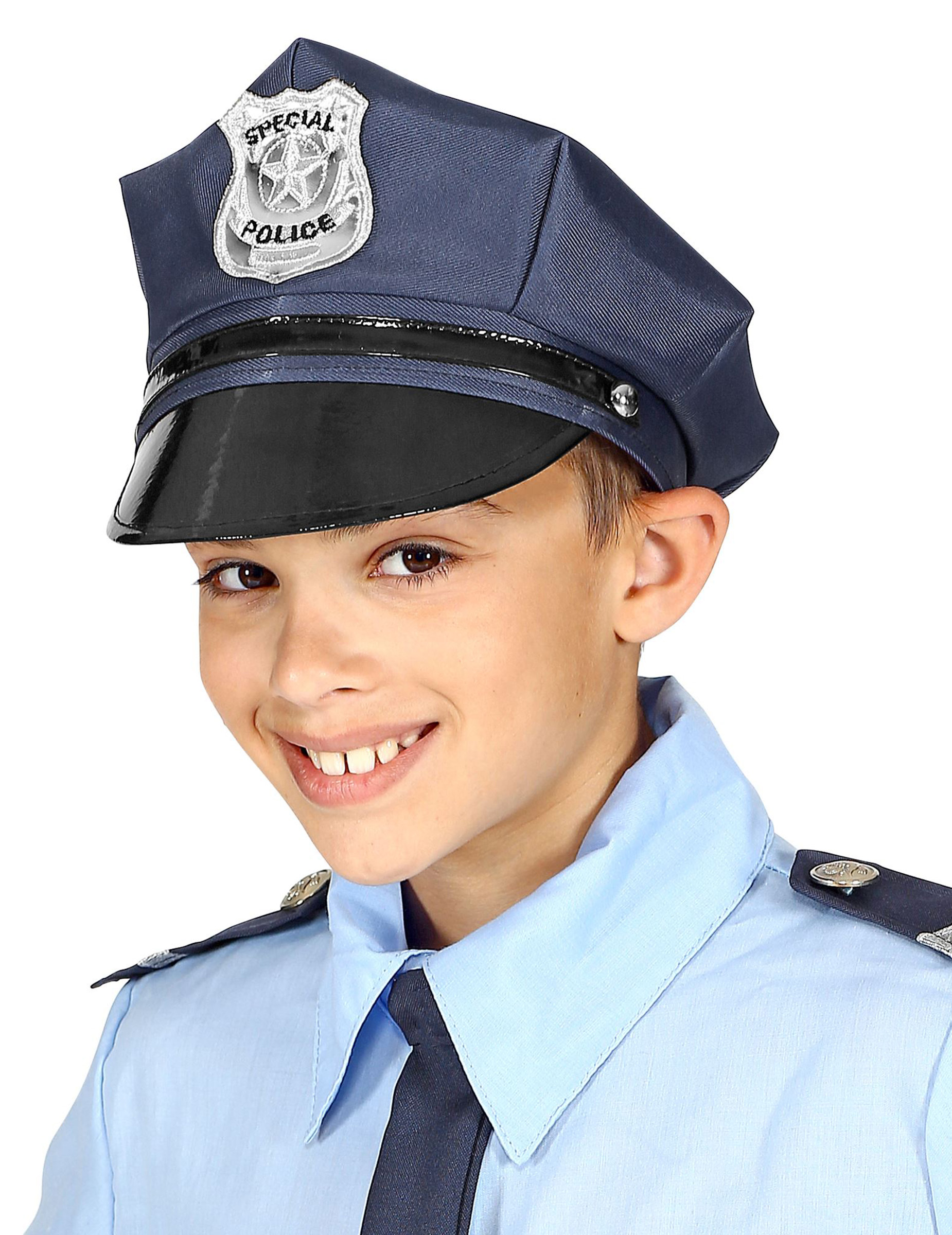 Polizei-Mütze für Kinder Faschings-Accessoire blau-schwarz