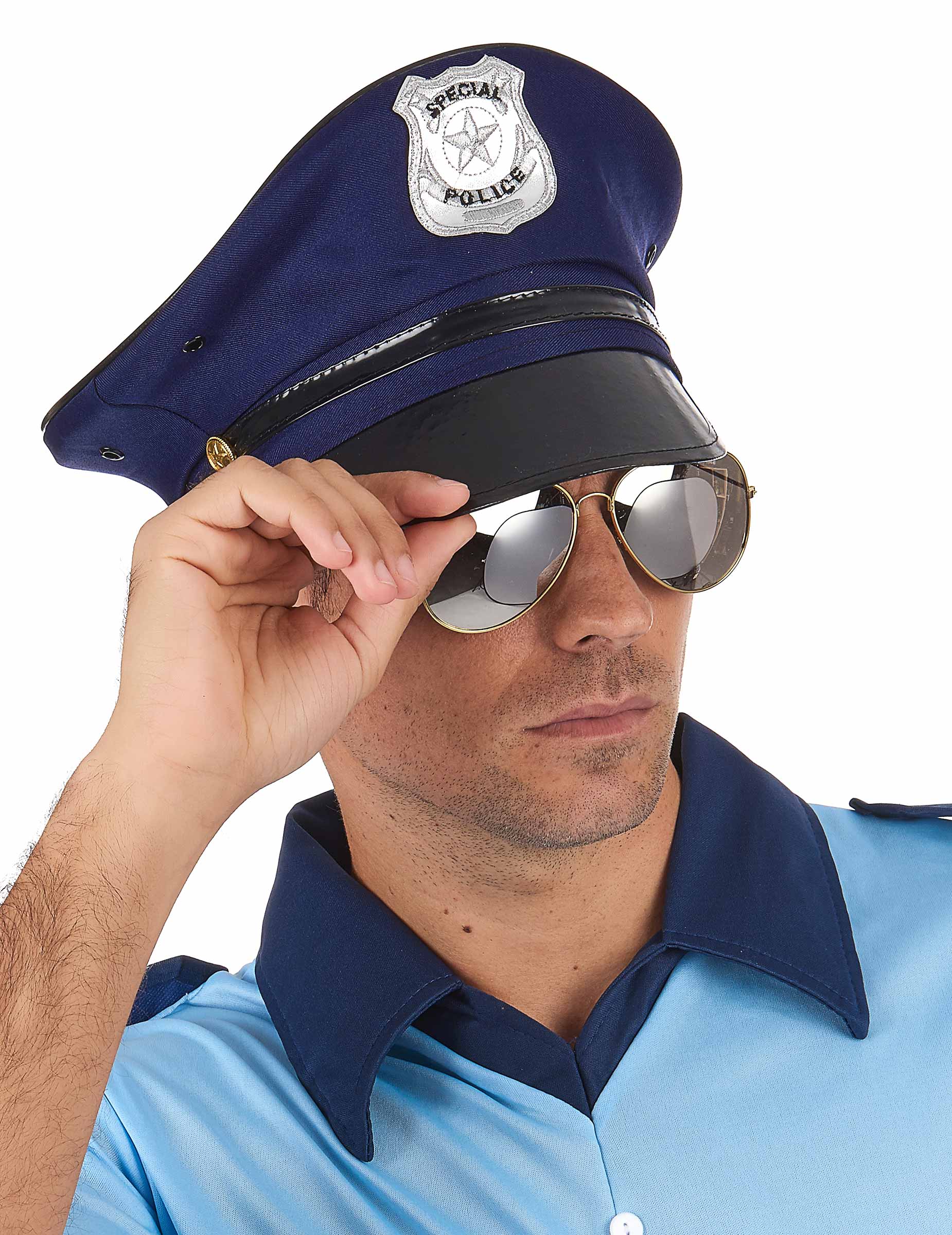 Polizisten Hut Kostümaccessoire dunkelblau-silber