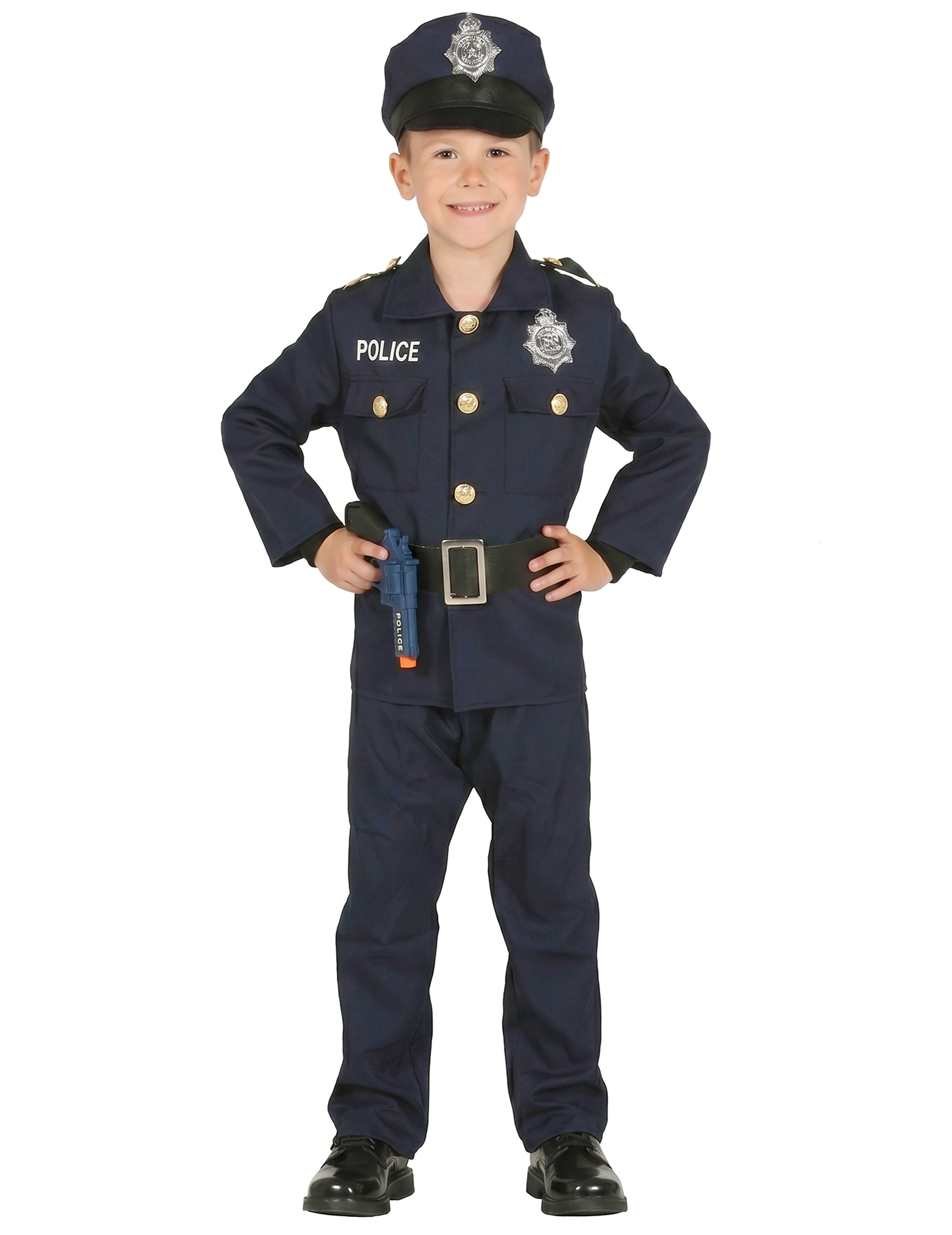 Polizisten-Kostüm für Kinder Kinder-Karneval-Kostüm blau-schwarz