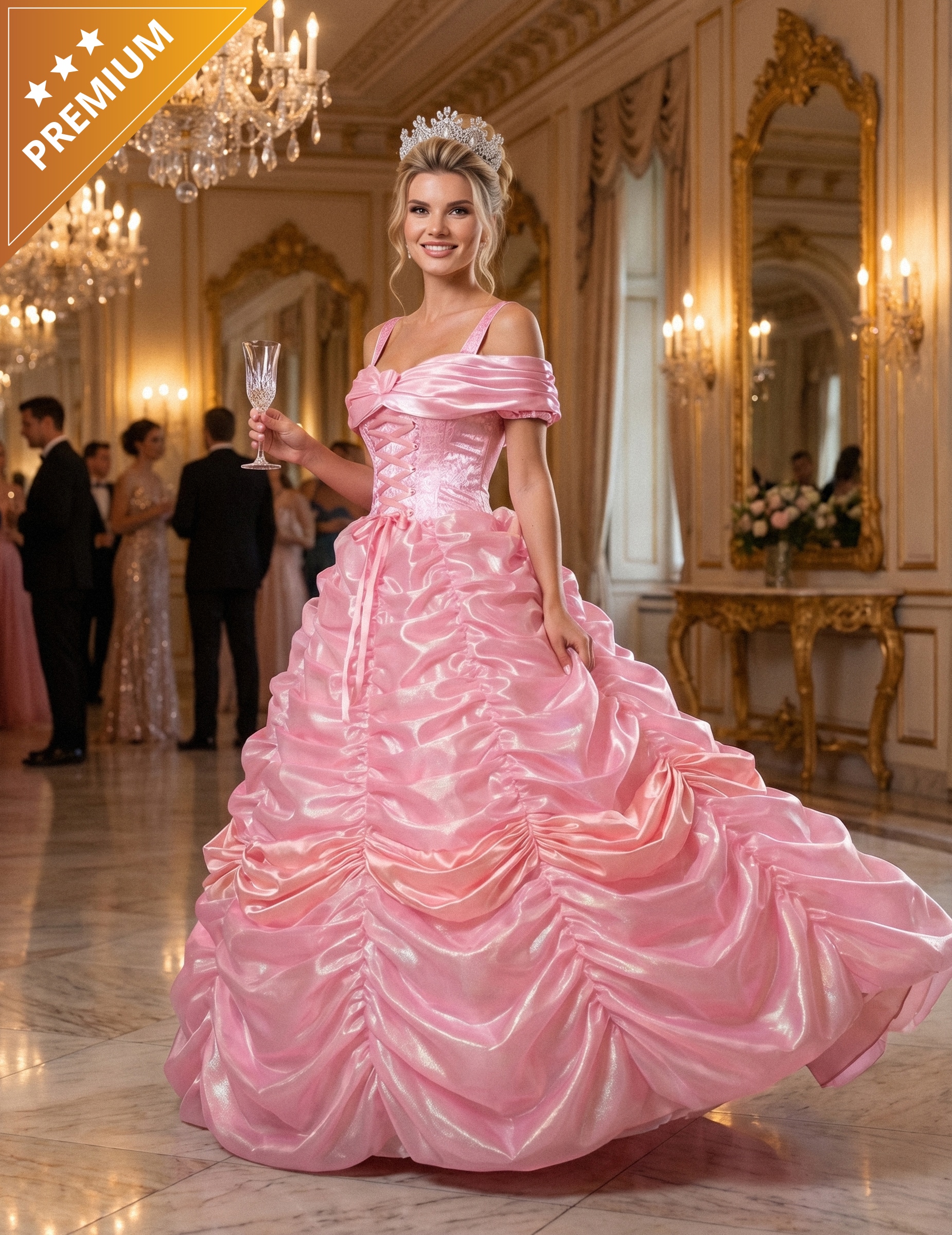 Premium Prinzessinnen-Kostüm in Rosa für Damen
