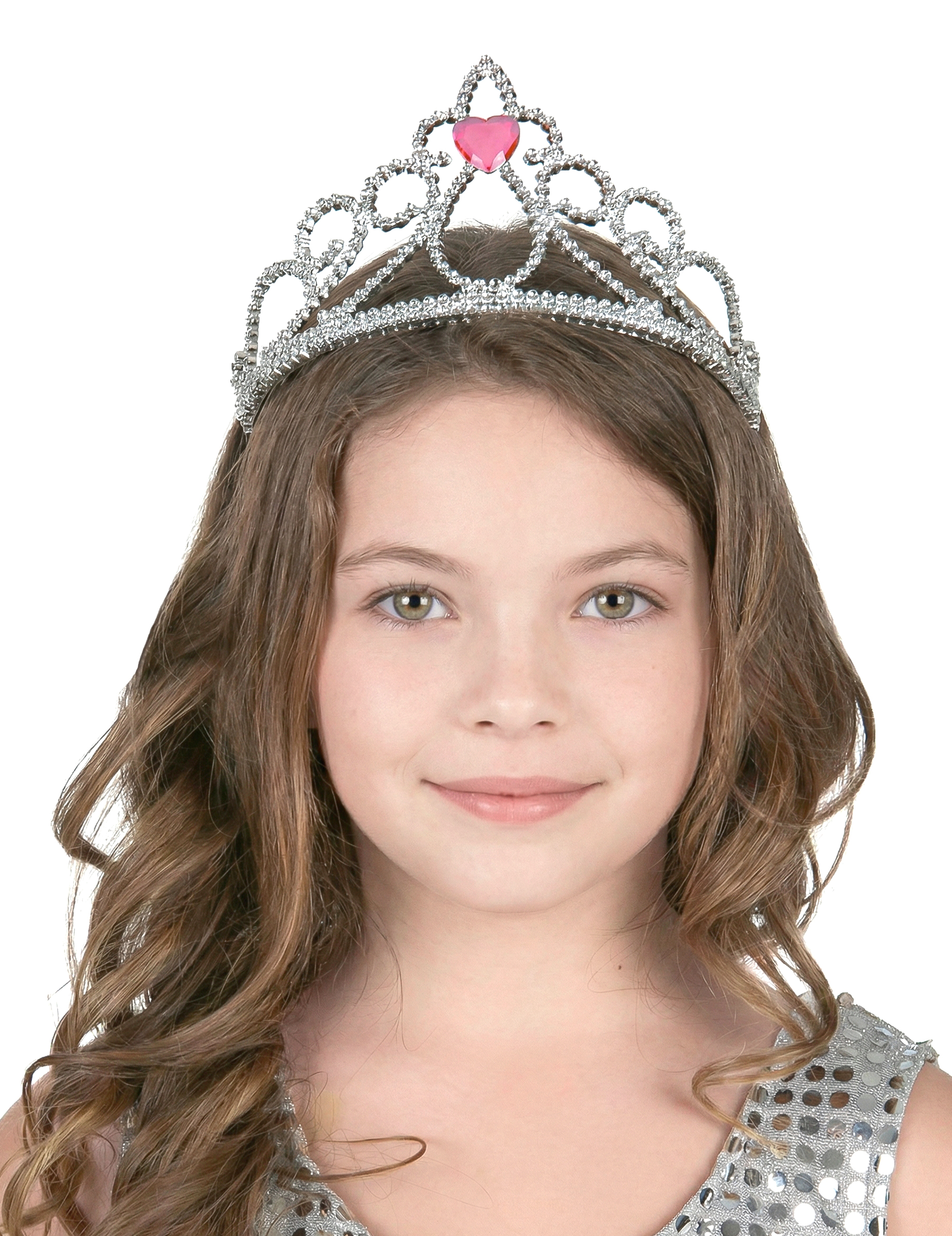 Prinzessinnen Herz-Diadem silber-rosa