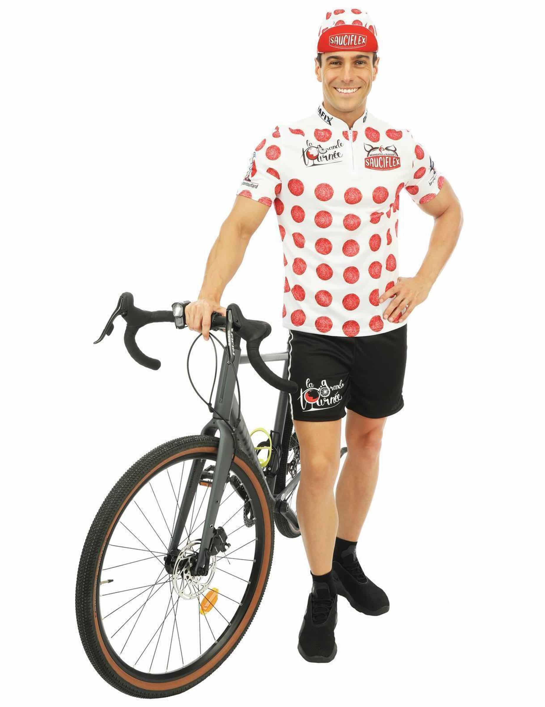 Radfahrer Kostüm Herren weiß-rot