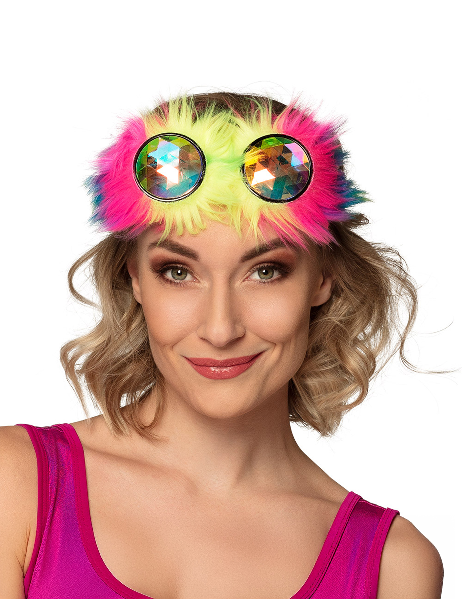 Rave-Partybrille mit Federn bunt 15 x 6 x 18 cm