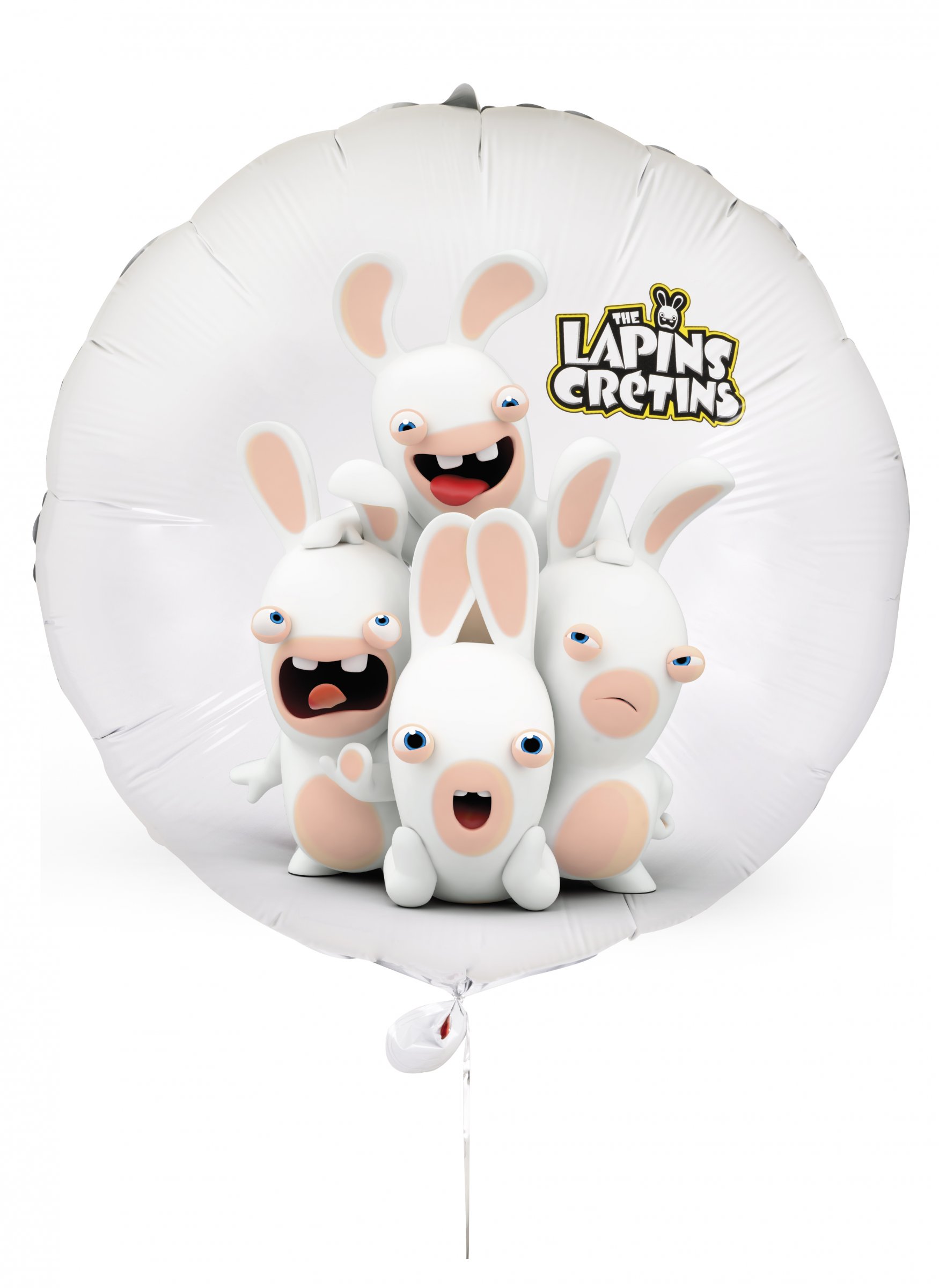 Raving Rabbids-Luftballon Partydeko weiss-rosa 40 cm