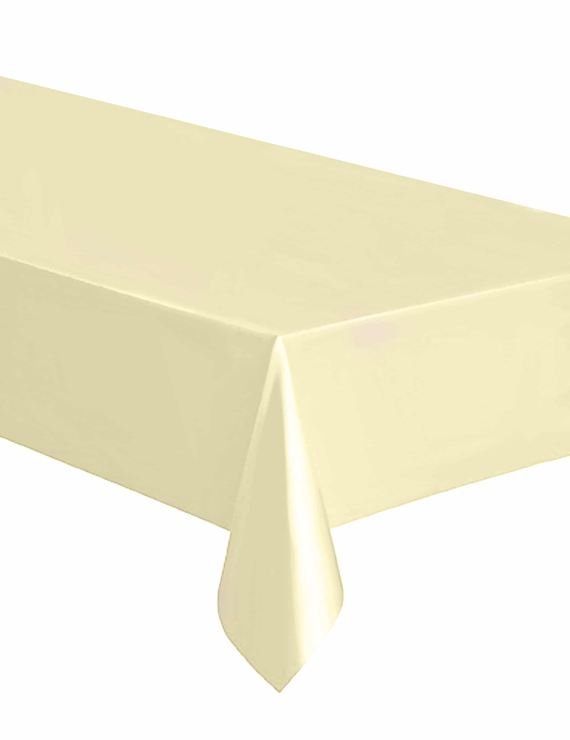 Rechteckige Kunststoff-Tischdecke Elfenbein 137 x 274 cm Einweg