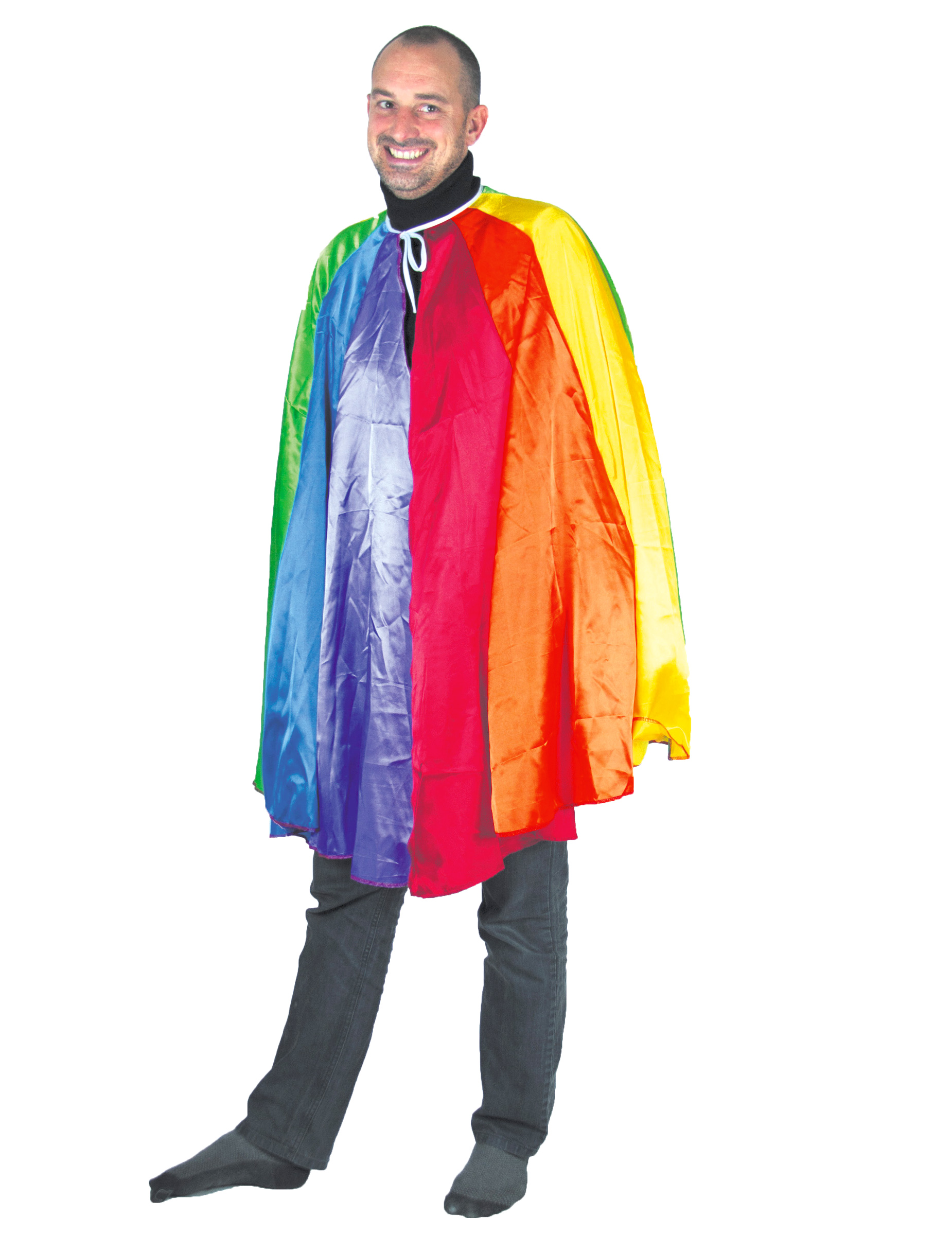 Regebogen-Cape für Erwachsene mittellang bunt