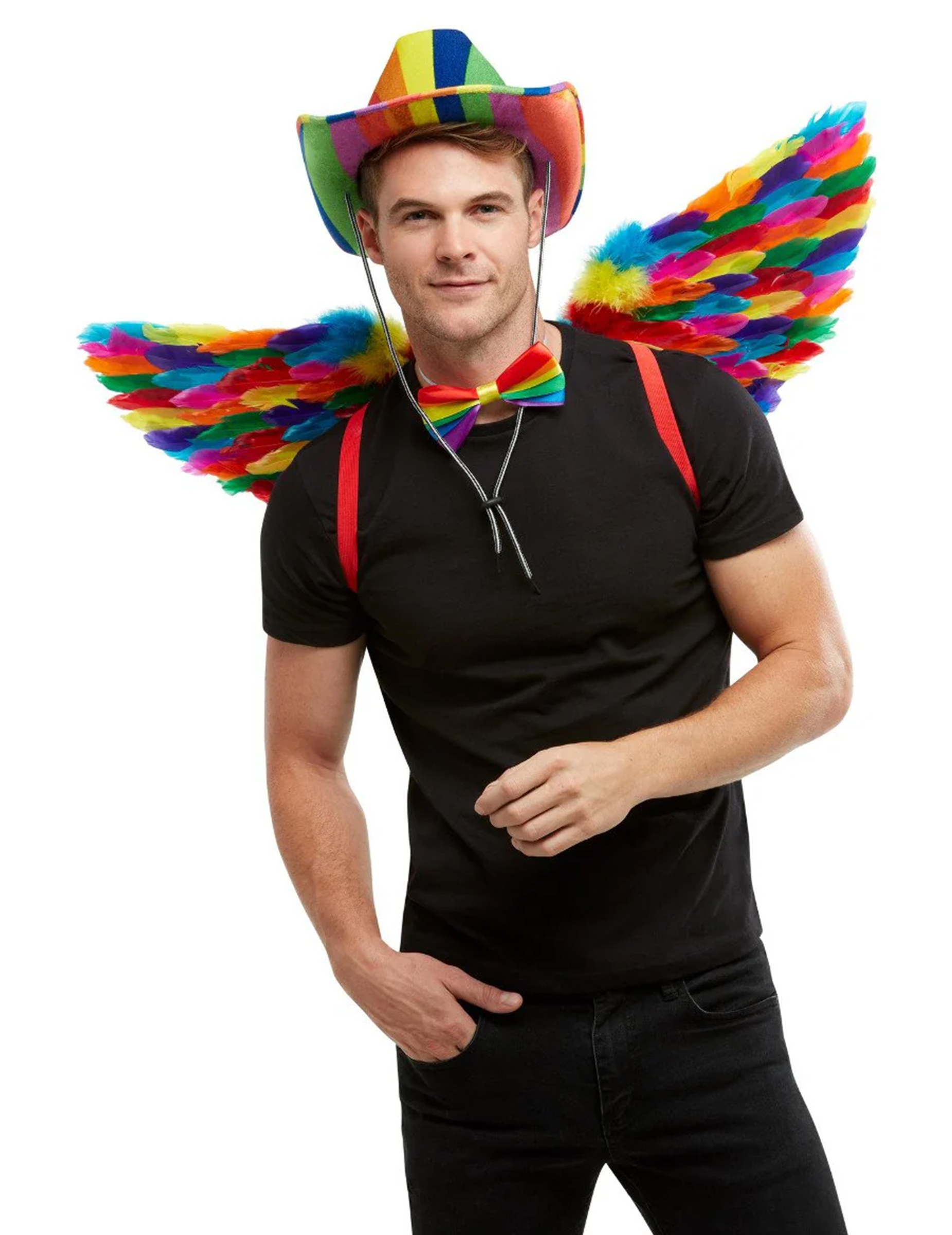 Regenbogen-Flügel Accessoire Fasching Pride bunt