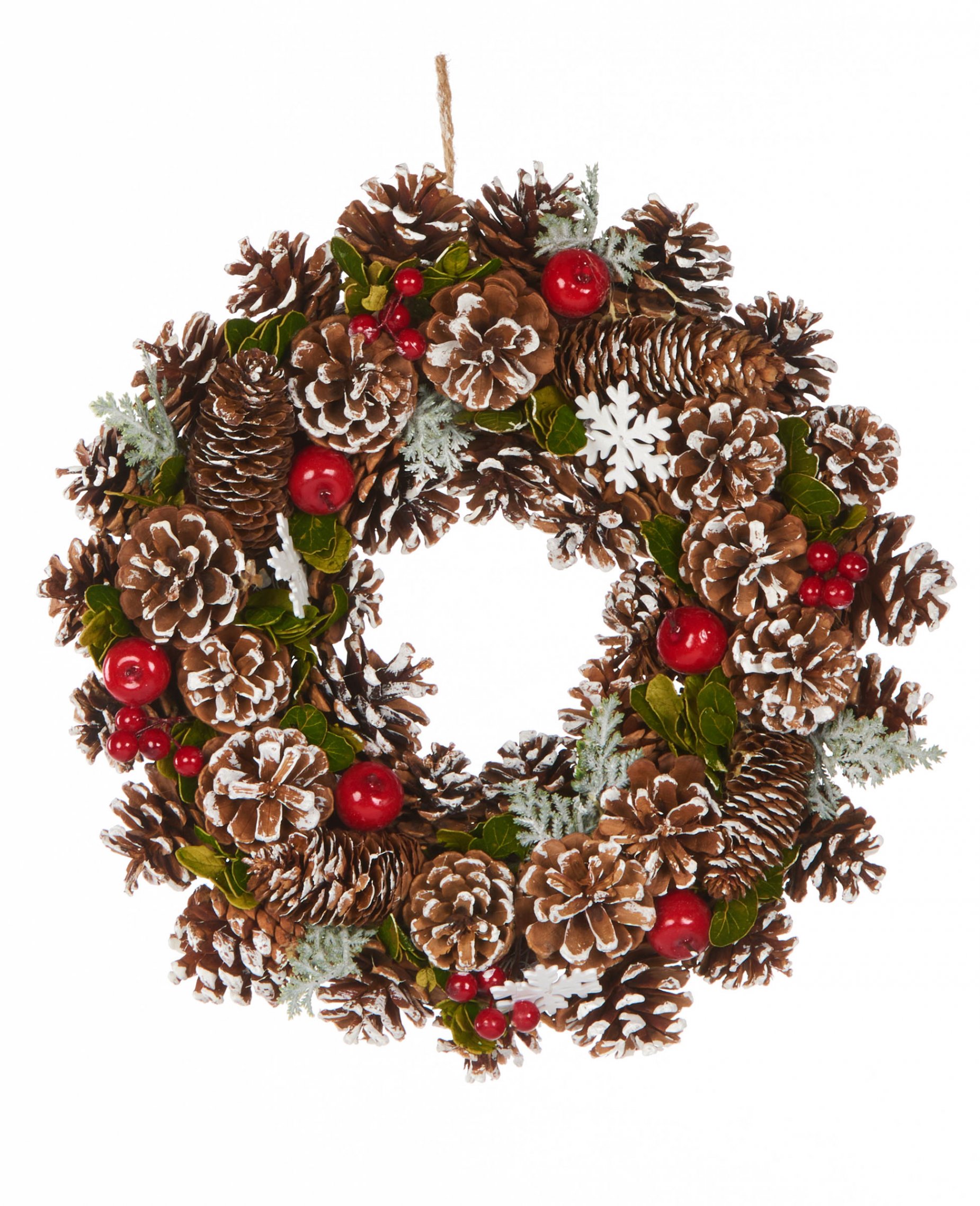 Reich verzierter Weihnachtskranz grün-braun-rot 35 cm