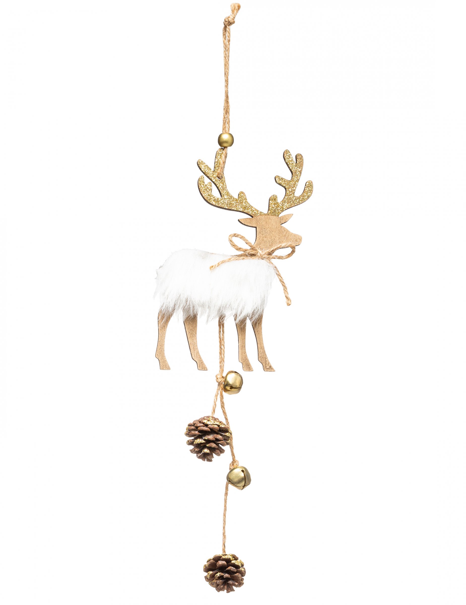 Rentier-Hängedeko Weihnacht-Dekoration weiß-braun 28 cm