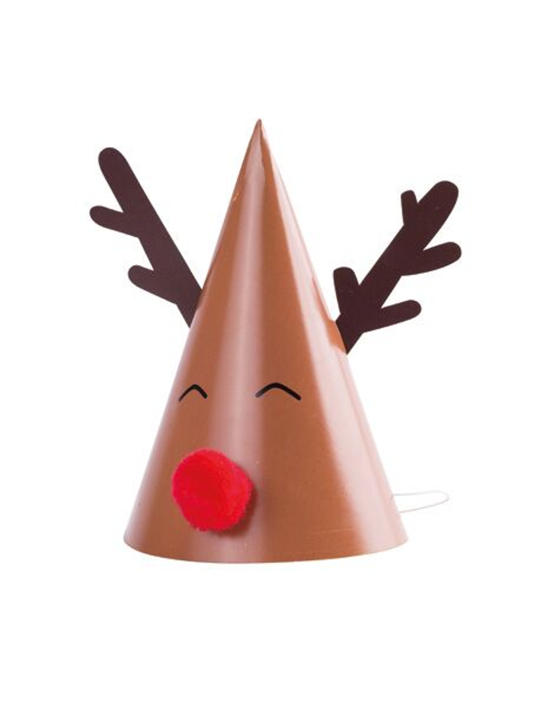 Rentier-Partyhüte für Weihnachten Partyzubehör 8 Stück braun-weiss-rot 11 x 17 cm