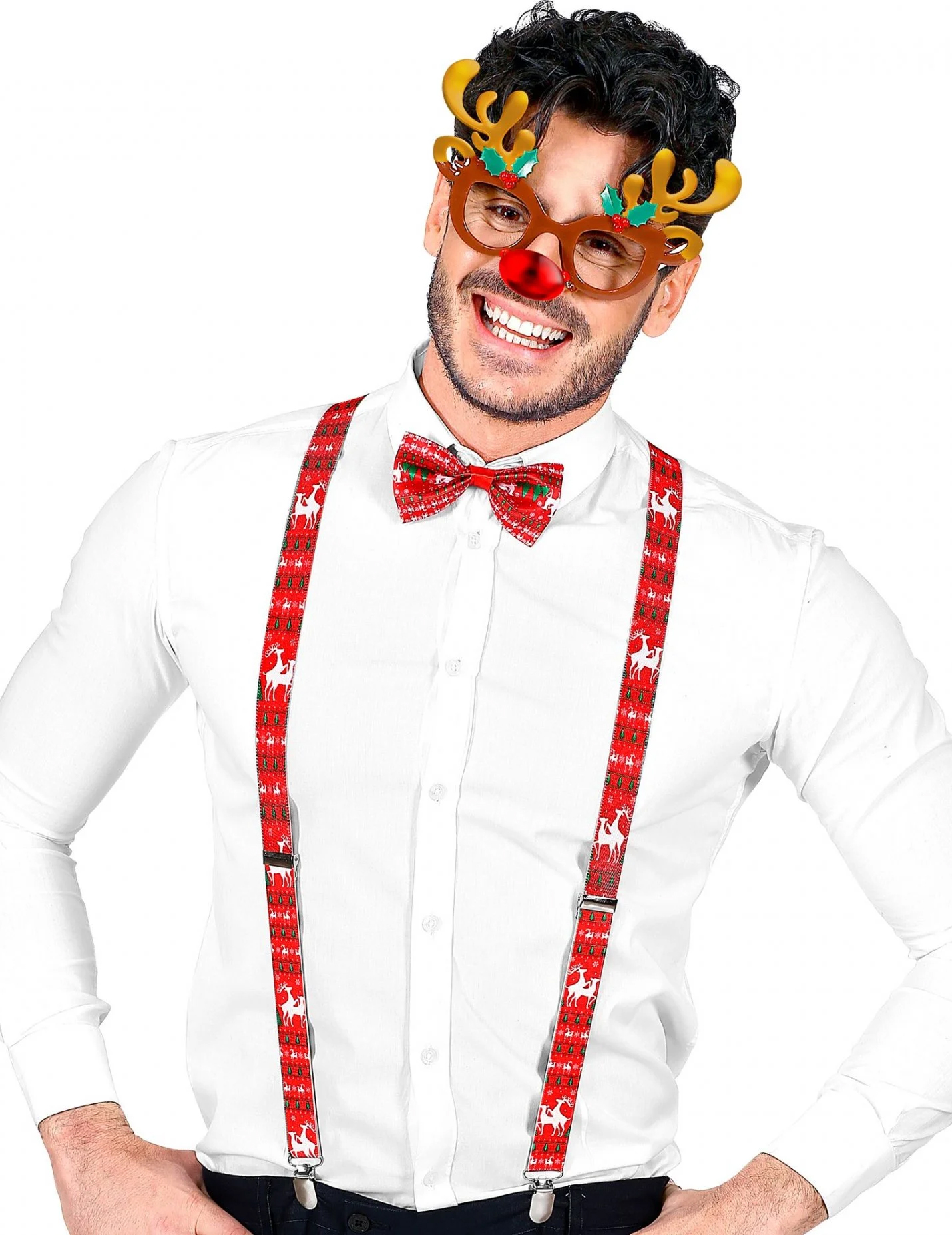 Rentier-Zubehörset für Weihnachten 3-teilig bunt