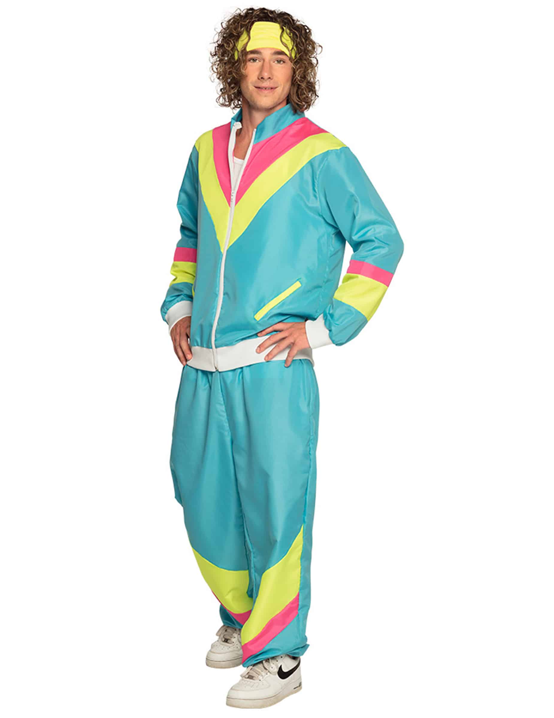 Retro Jogginganzug Herren Neon Effekt 90er Jahre blau