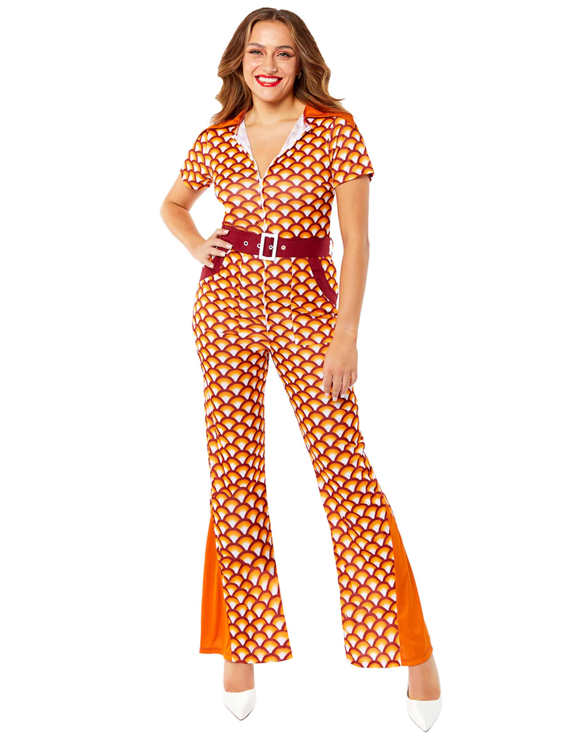 Retro Overall Damenkostüm Orange 70er Jahre